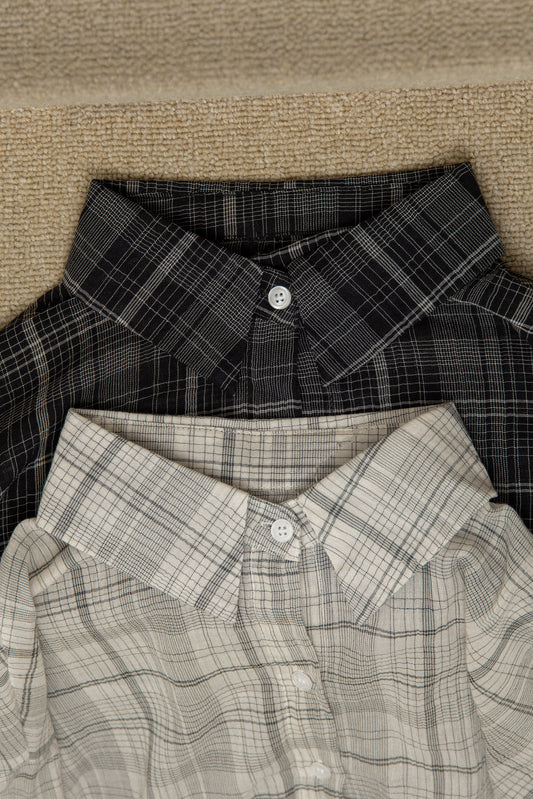 airy loose check shirt