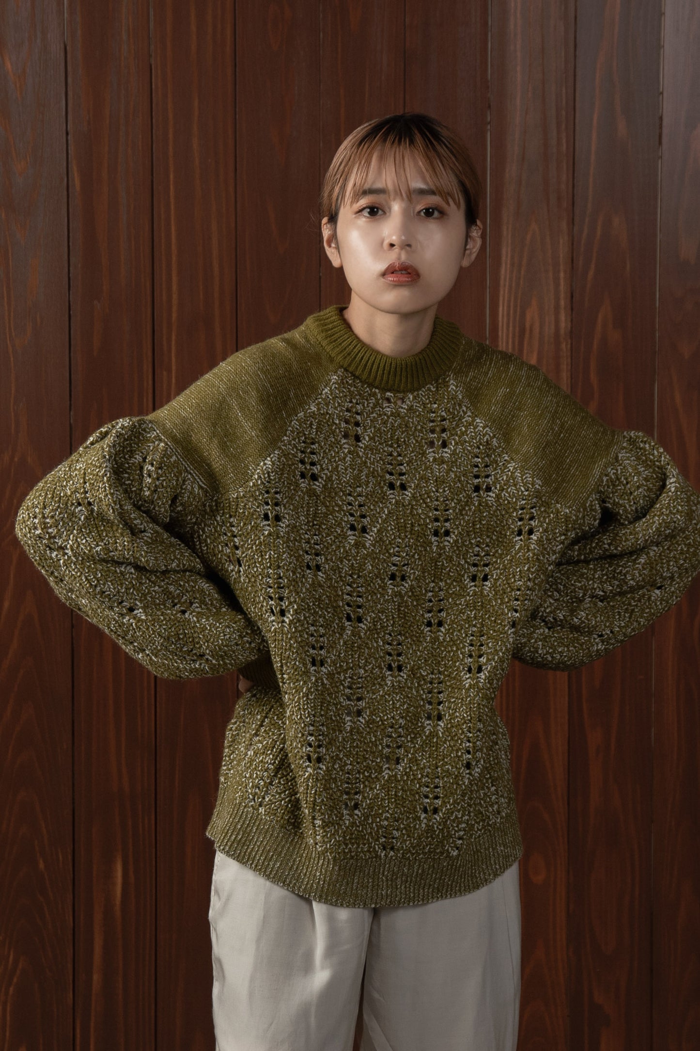 openwork mix volume knit