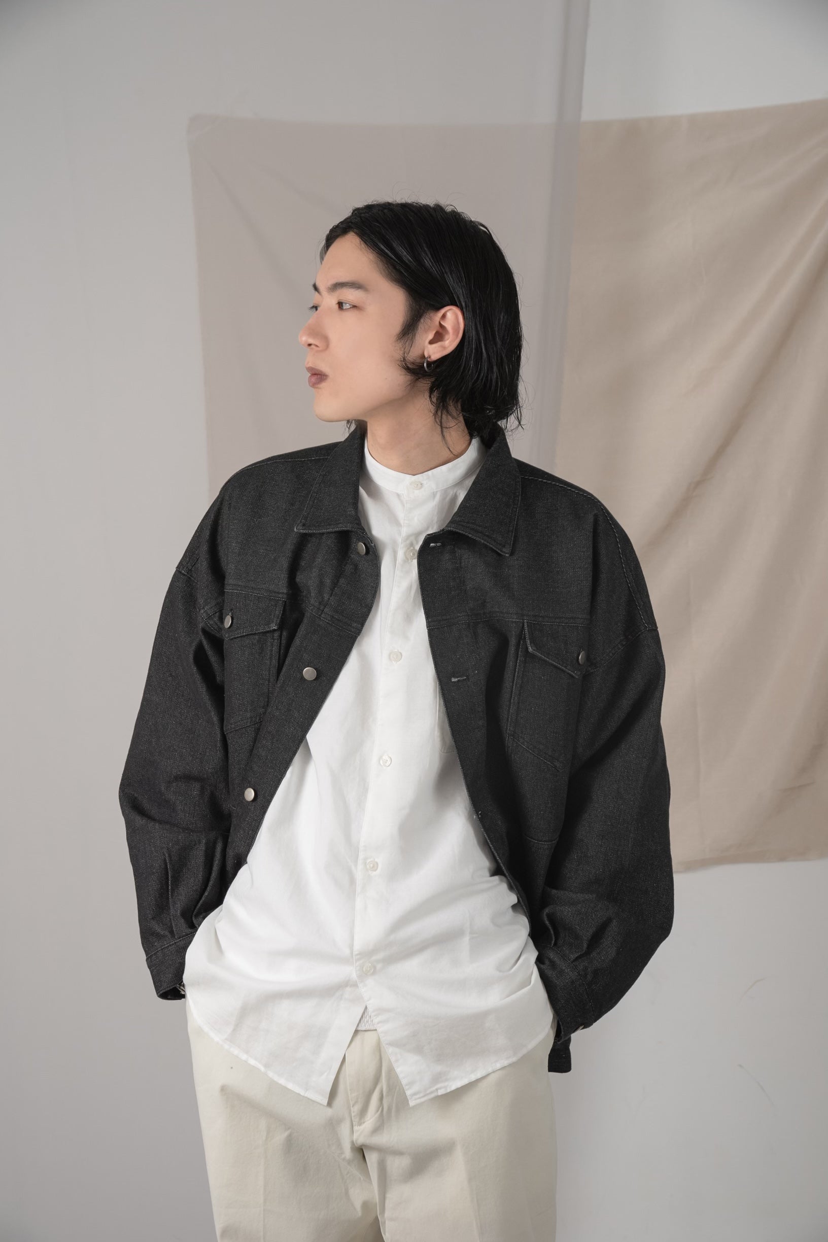 over size tuck design denim jacket – eim online（エイム オンライン）