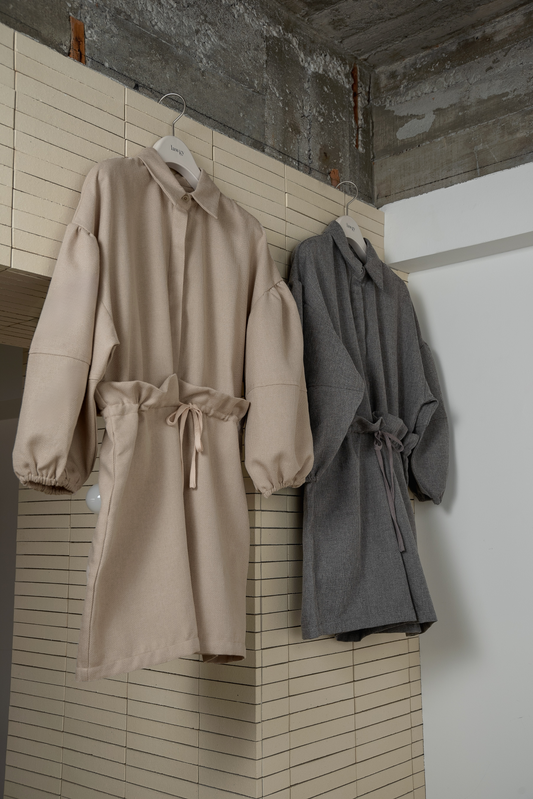 volume sleeve waist gather combinaison