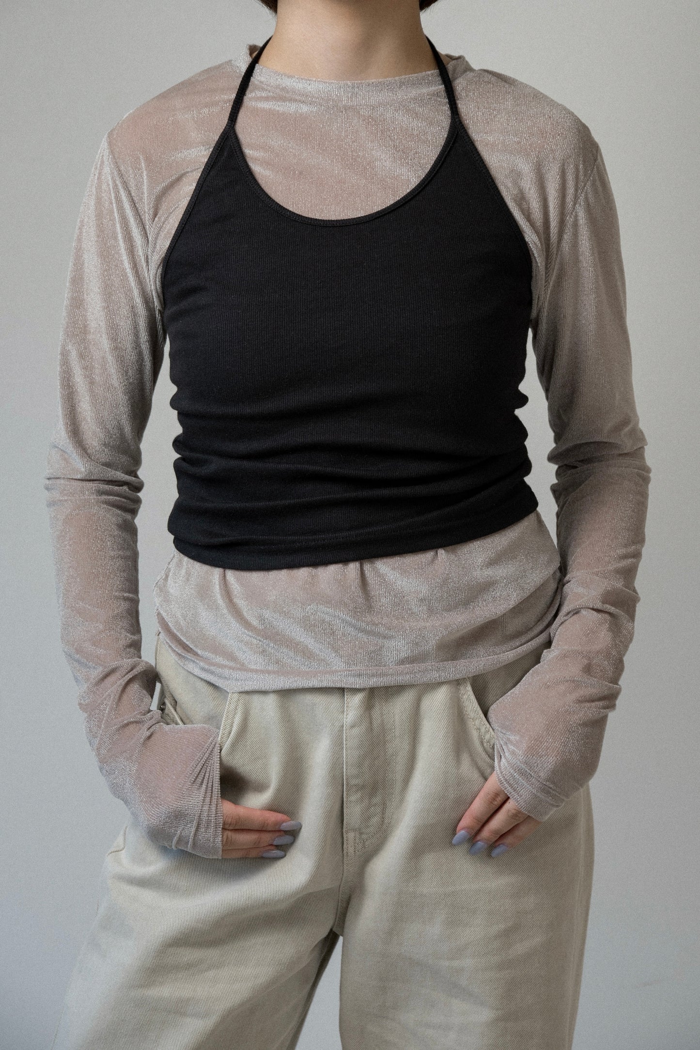 halter neck arrange cami tops