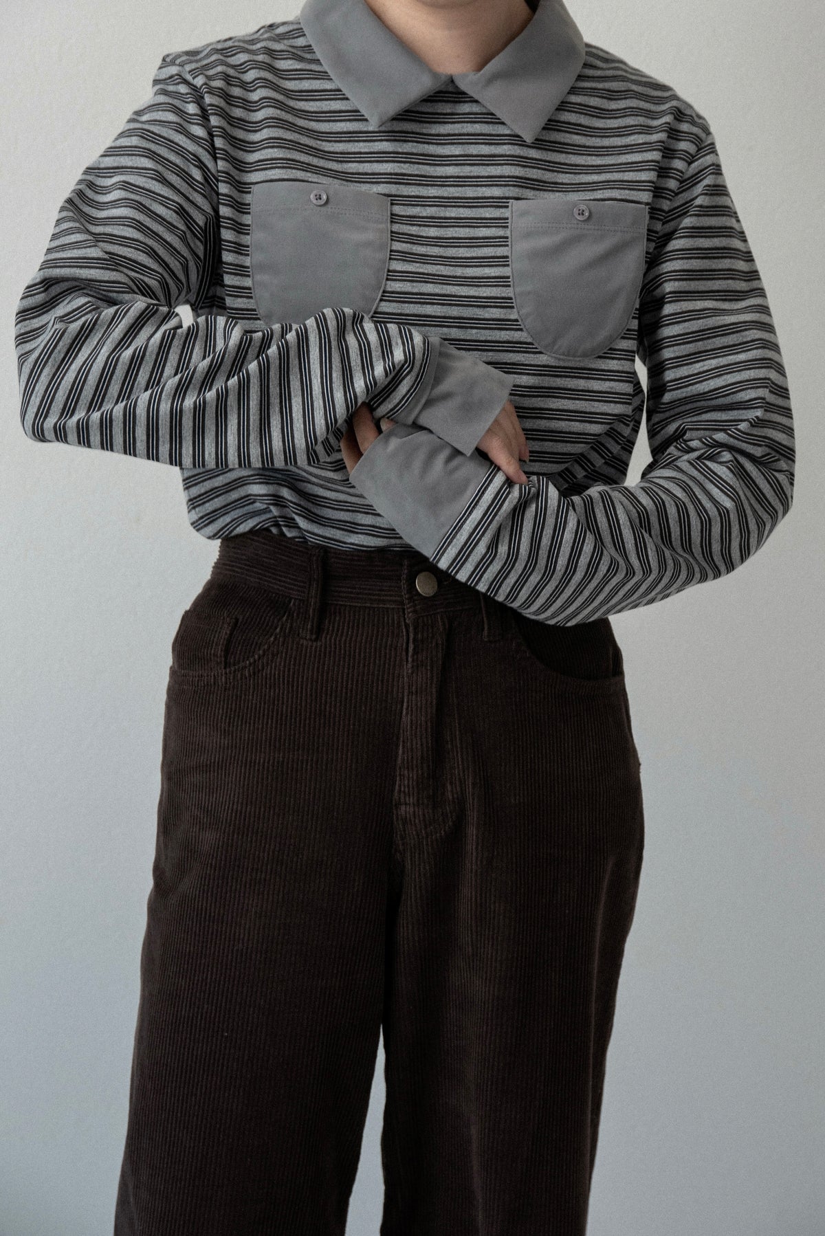 pocket button combination material border tops