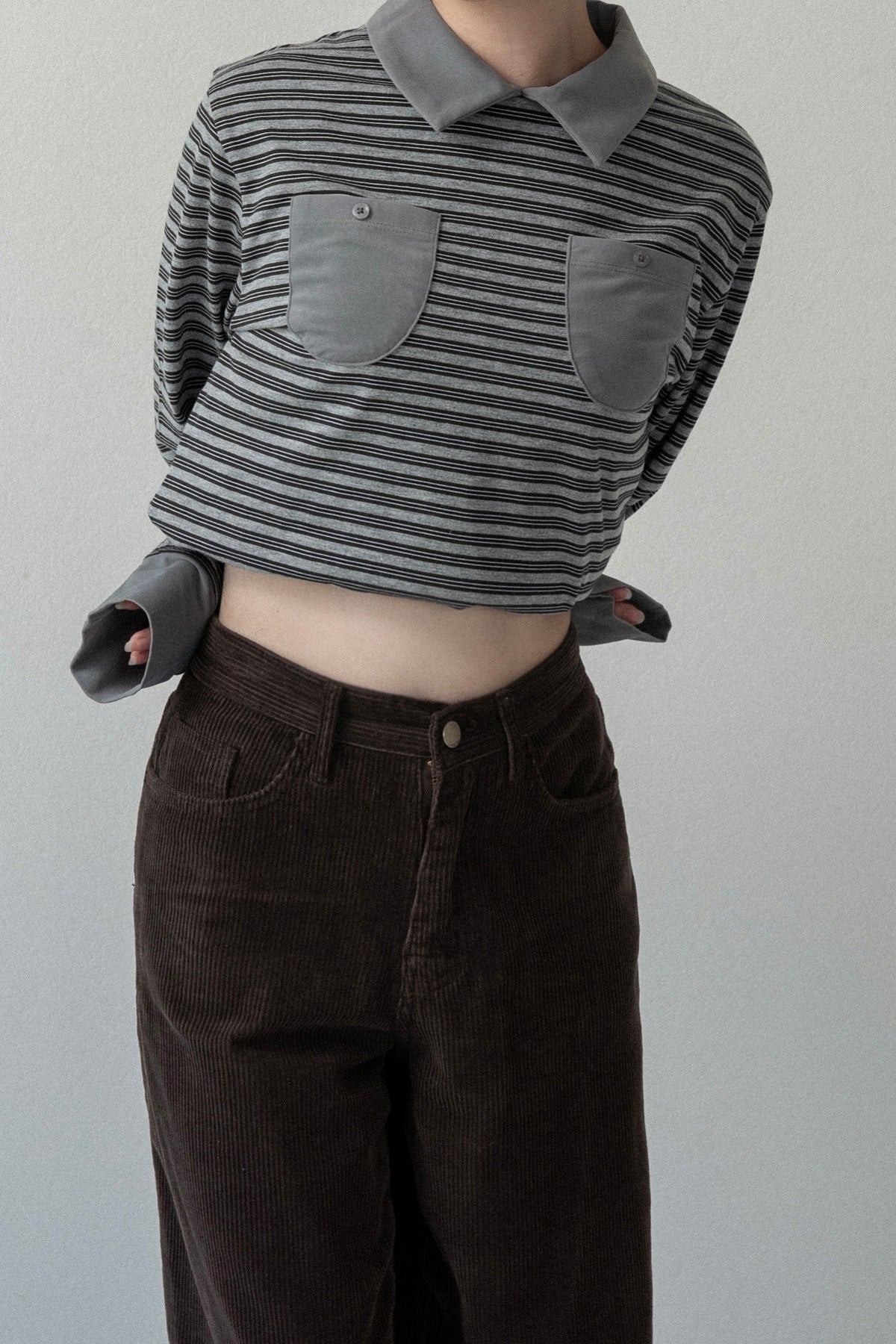pocket button combination material border tops