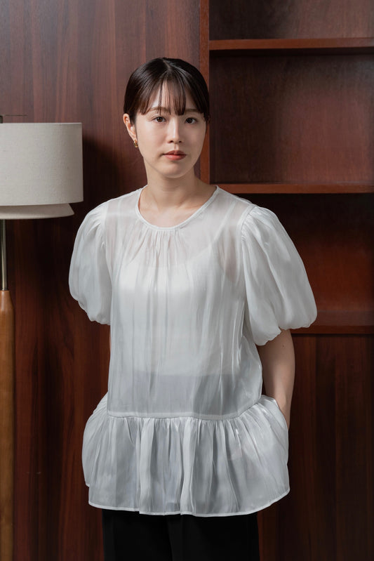 balloon sleeve luster blouse