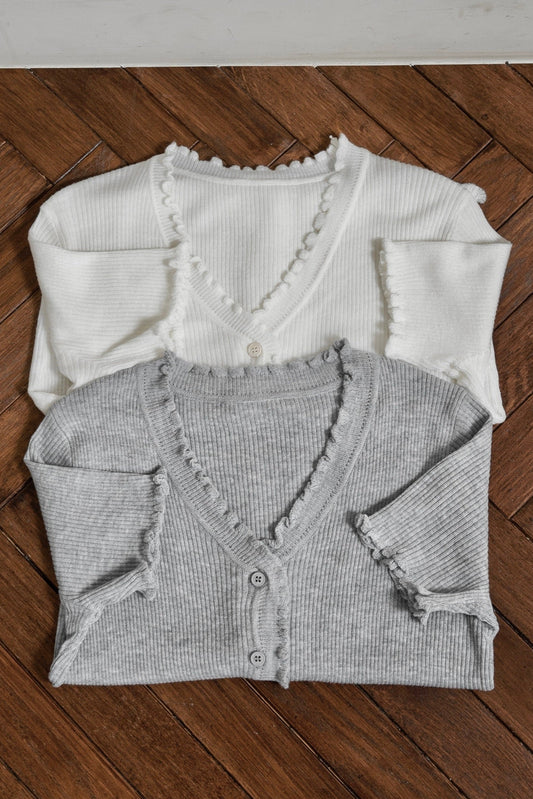 frill point short sleeve cardigan
