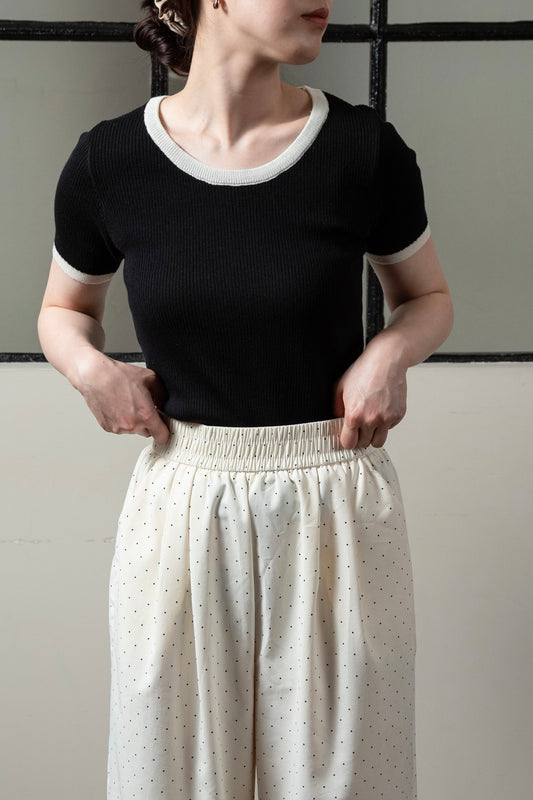 bi color rib knit tops