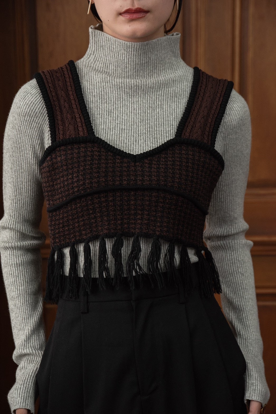 high neck melange knit