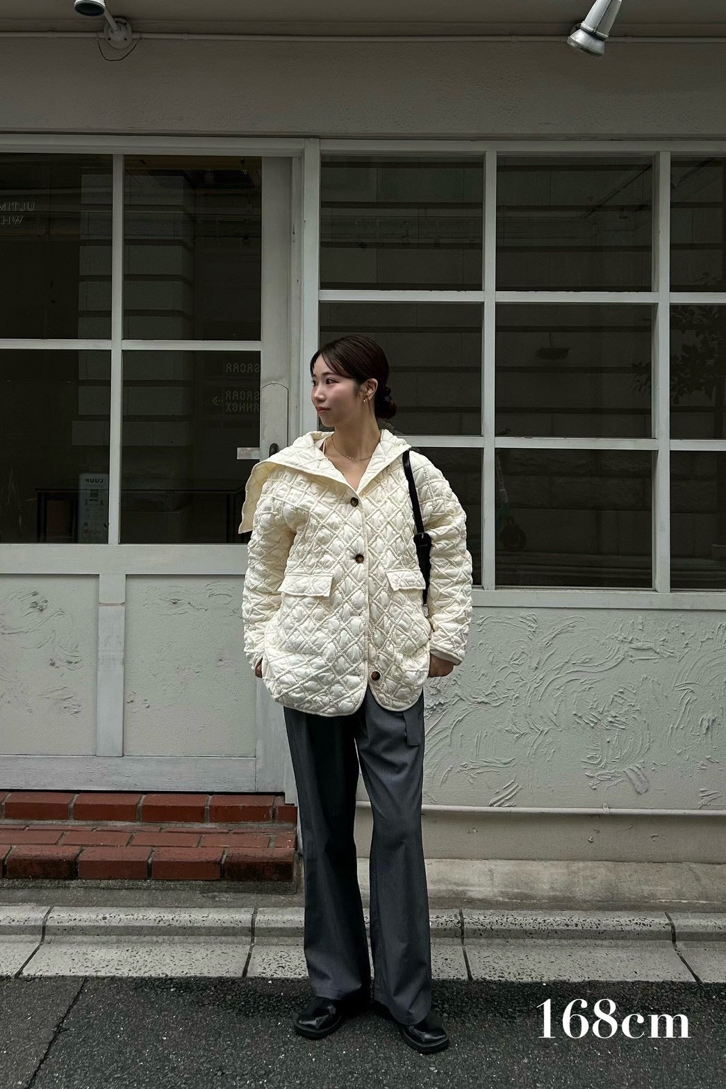 hooded quilted stitch point coat