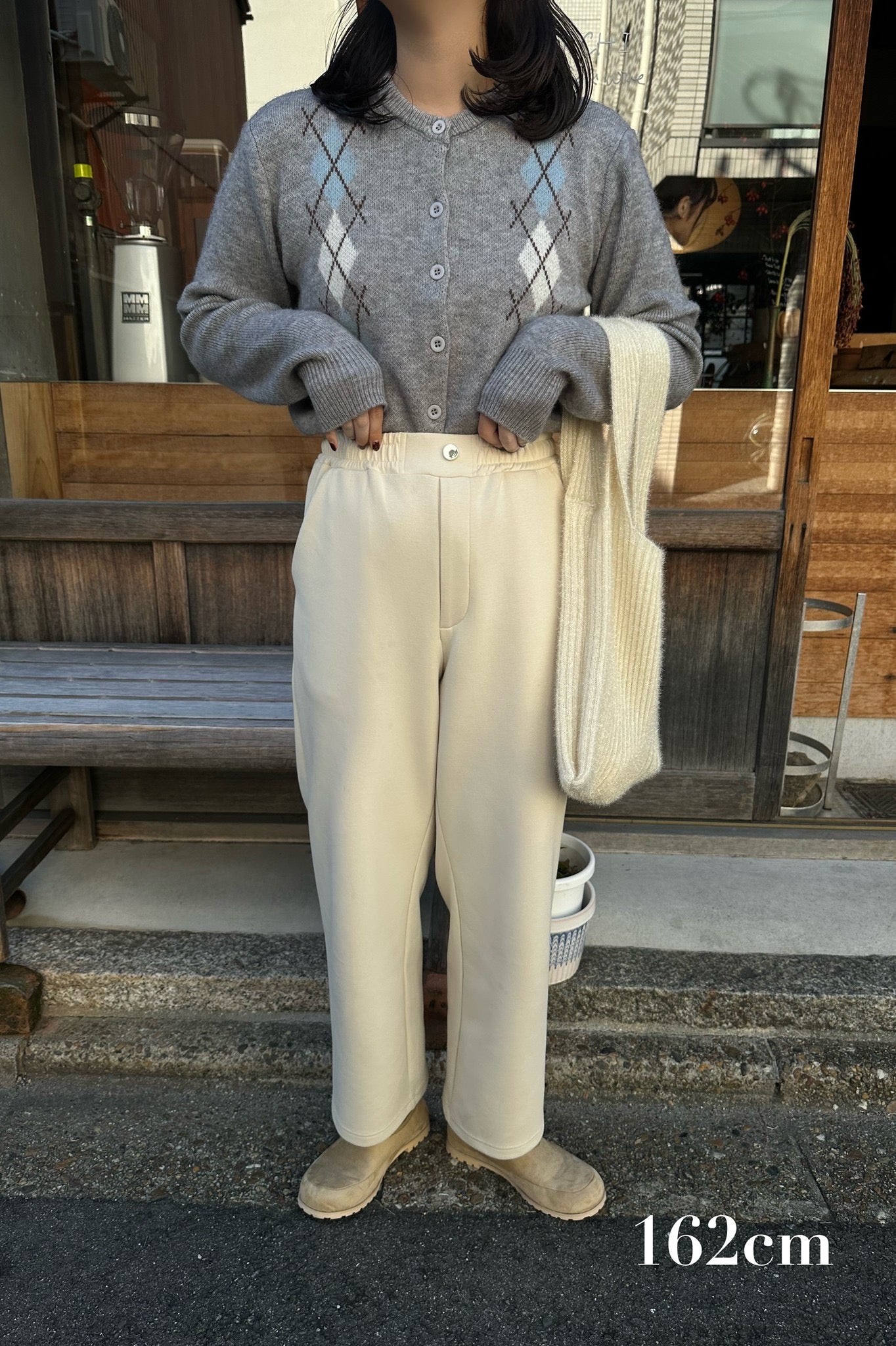 argyle pattern simple cardigan