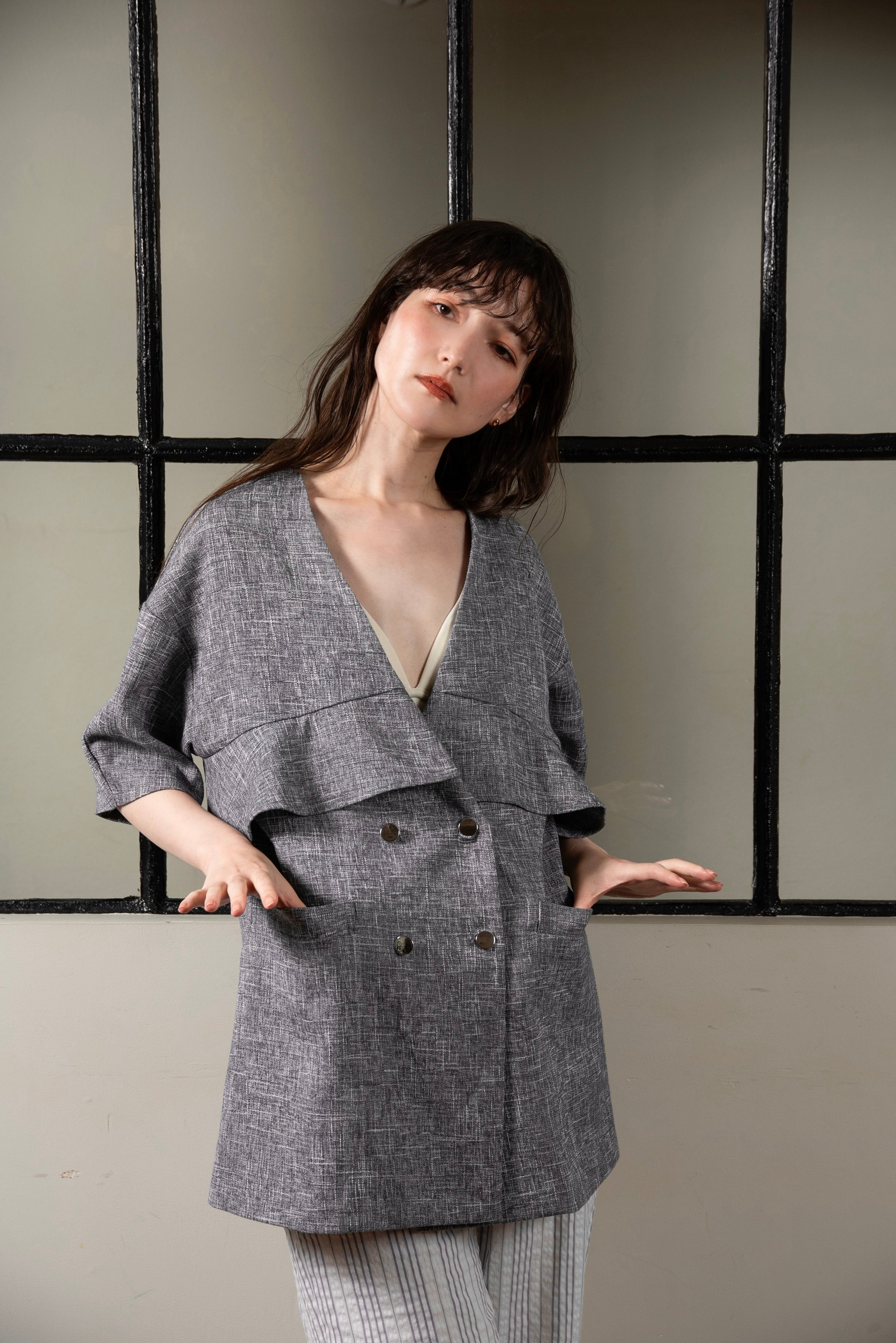 frill double button jacket – eim online（エイム オンライン）