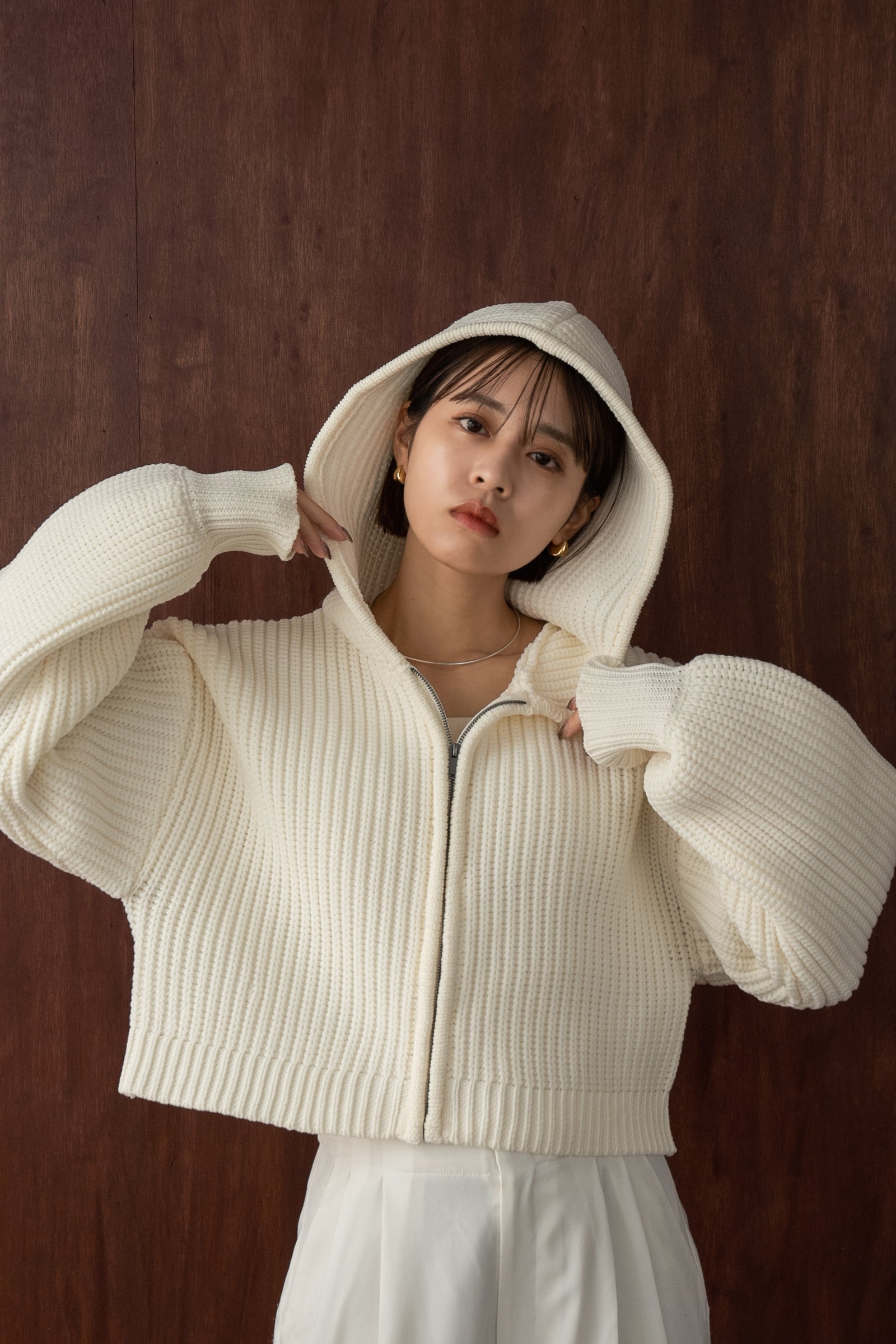short knit hoodie – eim online（エイム オンライン）
