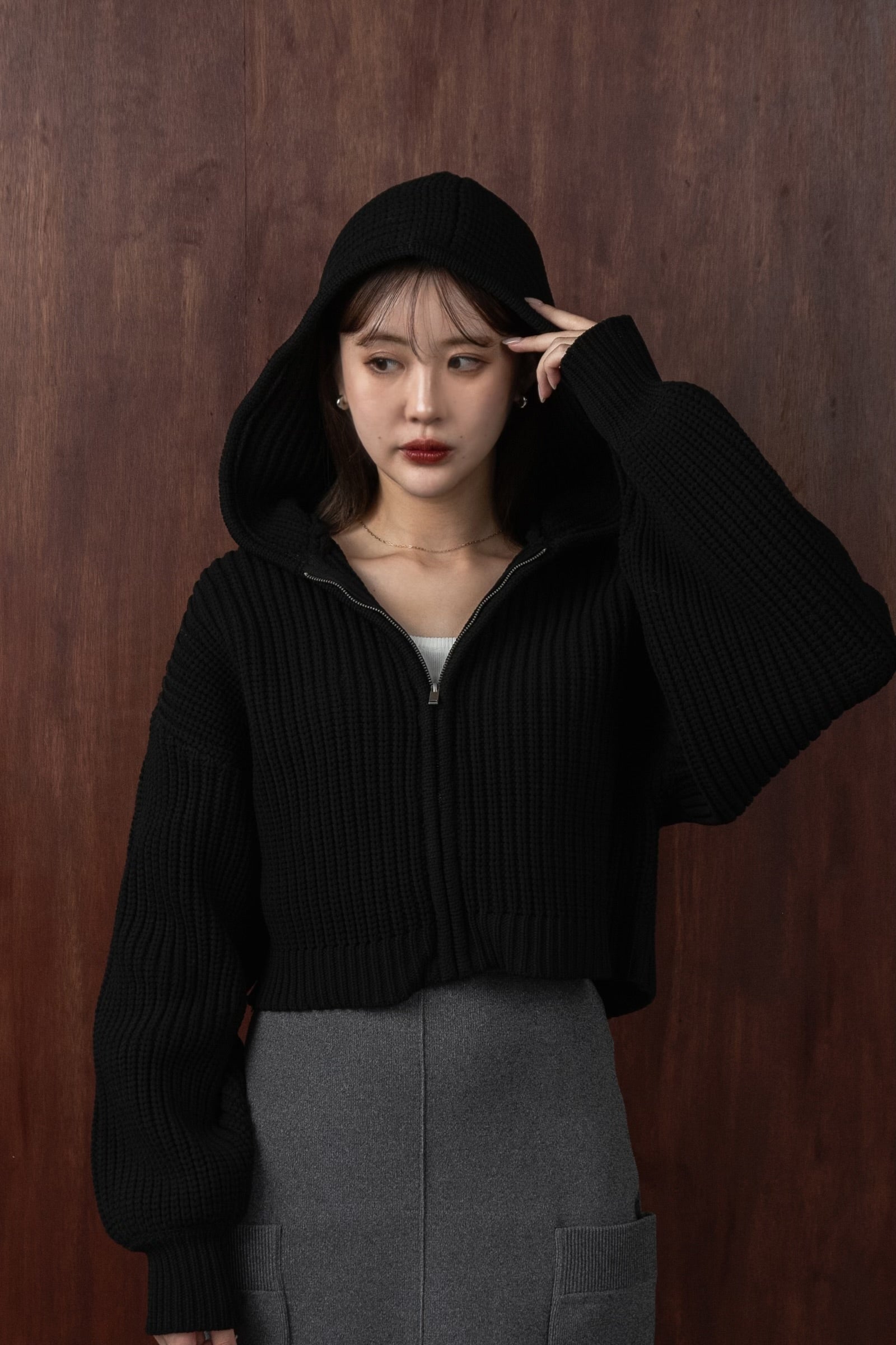 short knit hoodie – eim online（エイム オンライン）