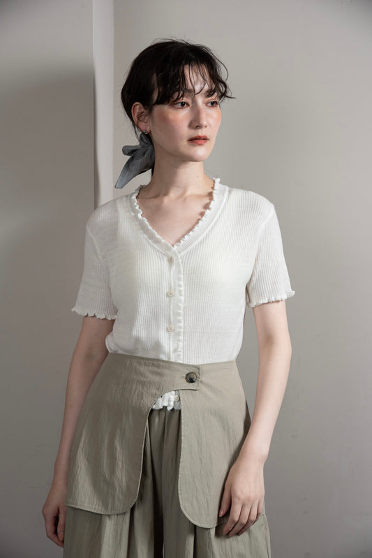 frill point short sleeve cardigan