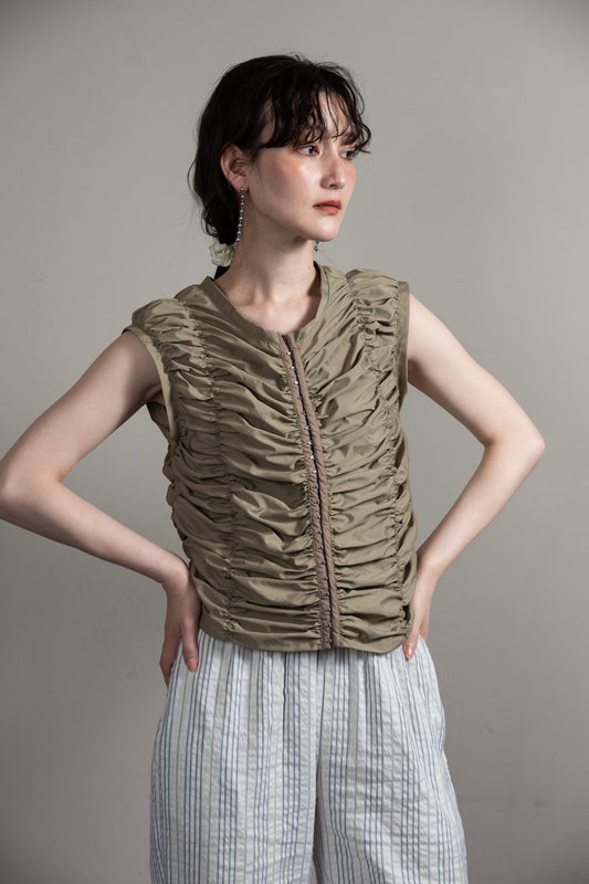 shirring hook sleeveless tops