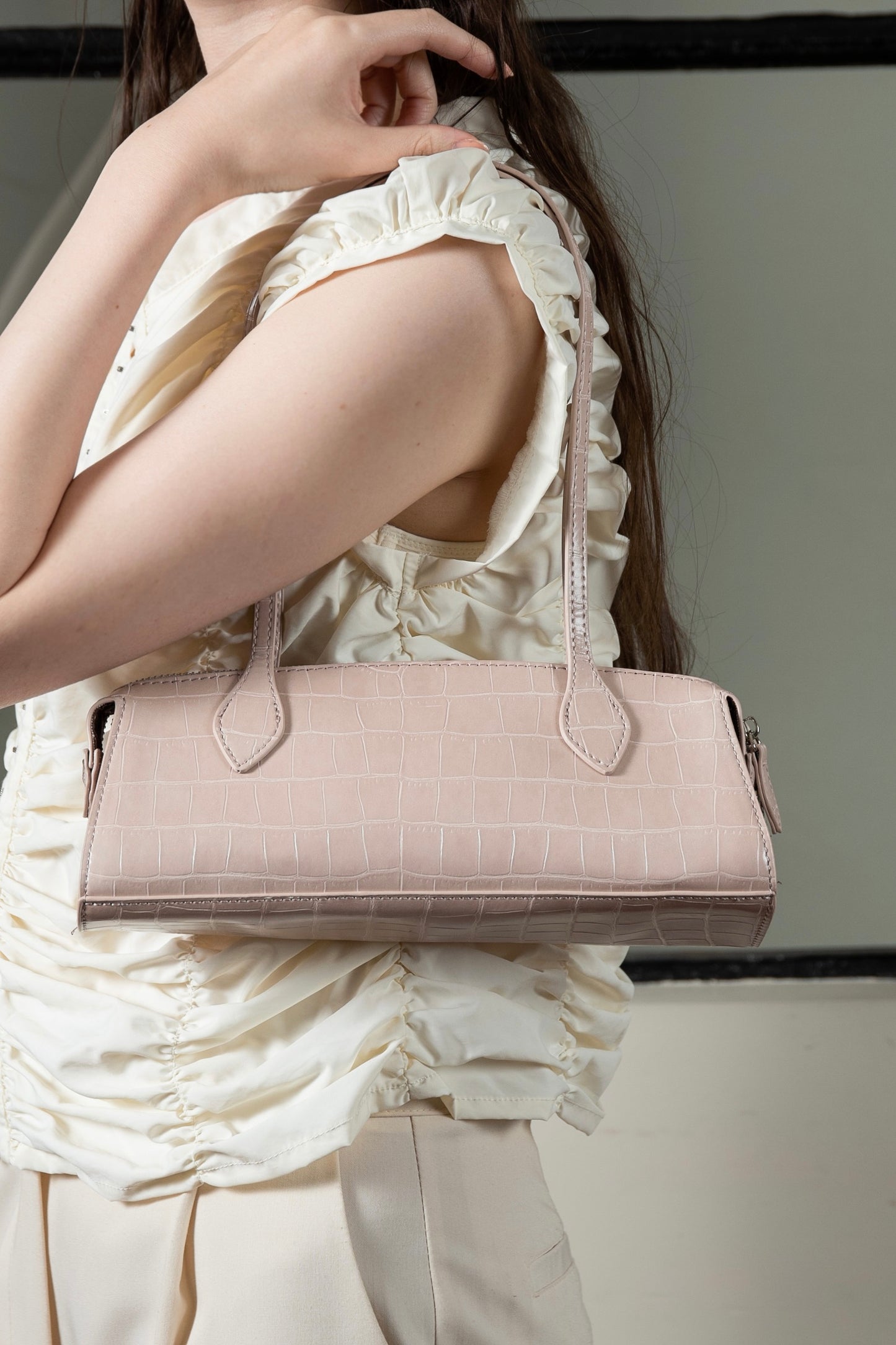 crocodile thin rectangle bag