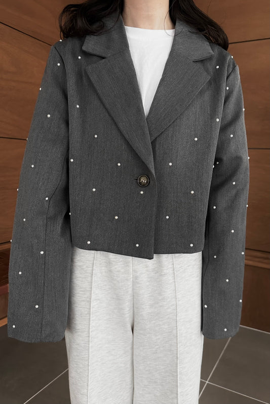 pearl like tailored short jacket