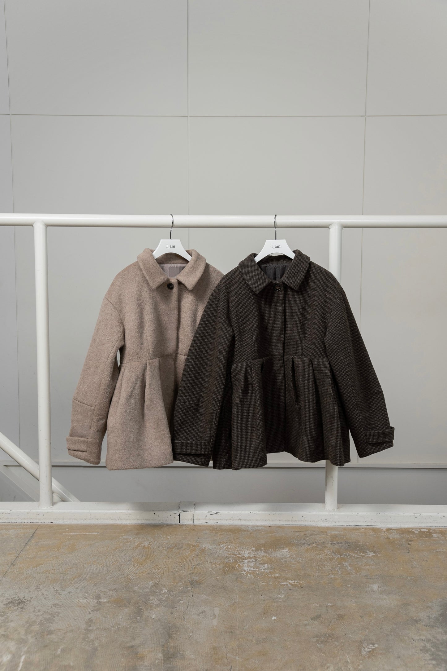 hidden button peplum flare coat