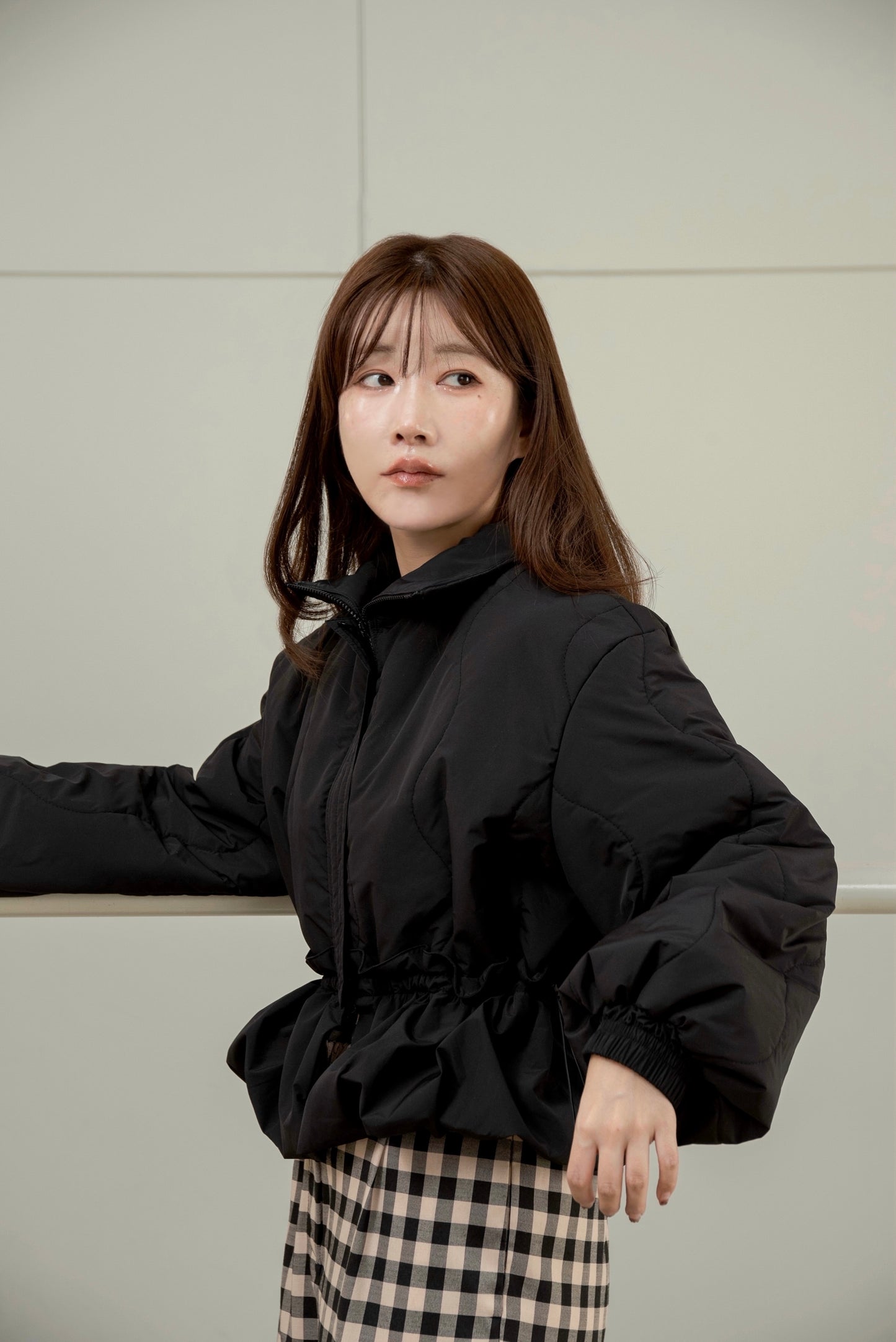 wave stitch balloon frill blouson