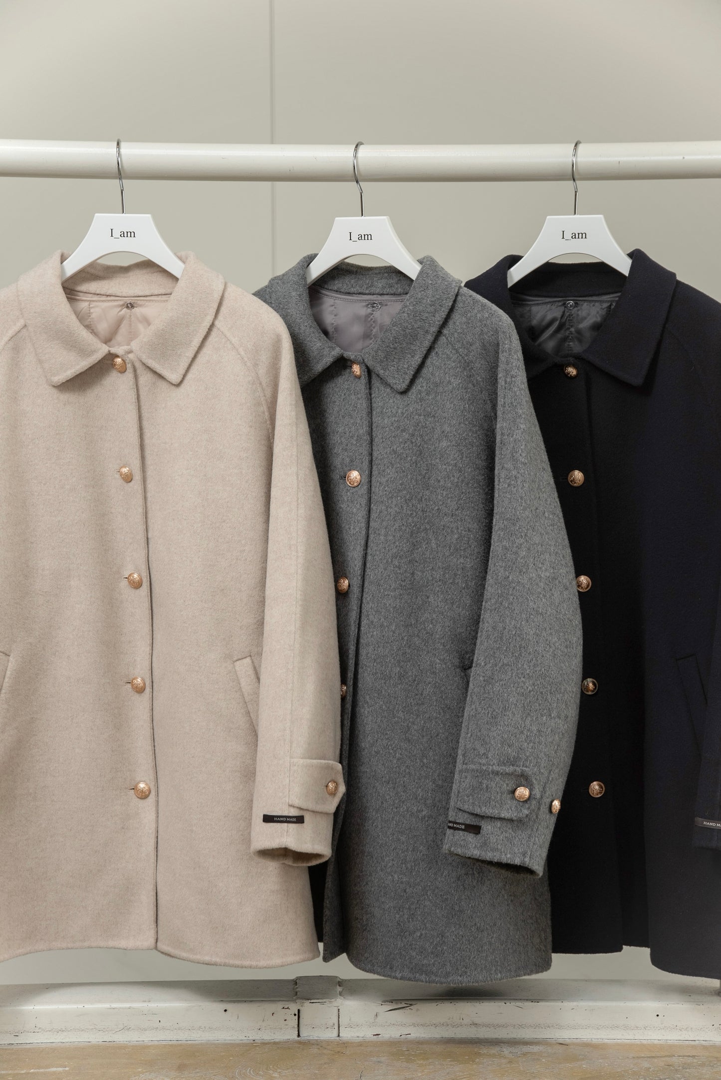 handmade college button wool coat