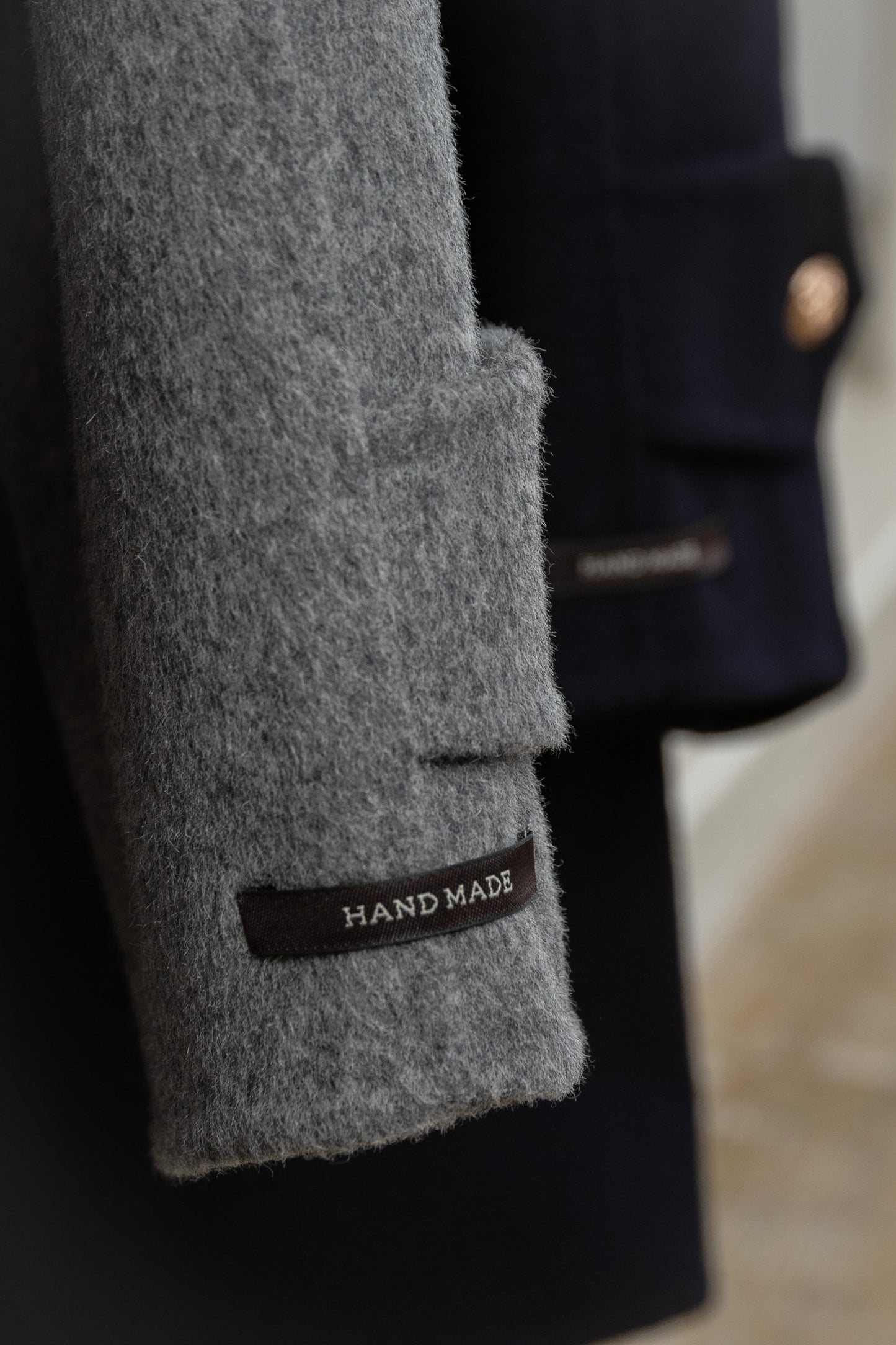 handmade college button wool coat
