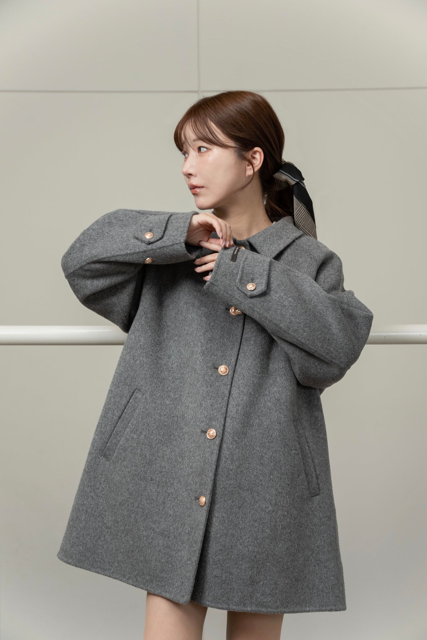 handmade college button wool coat