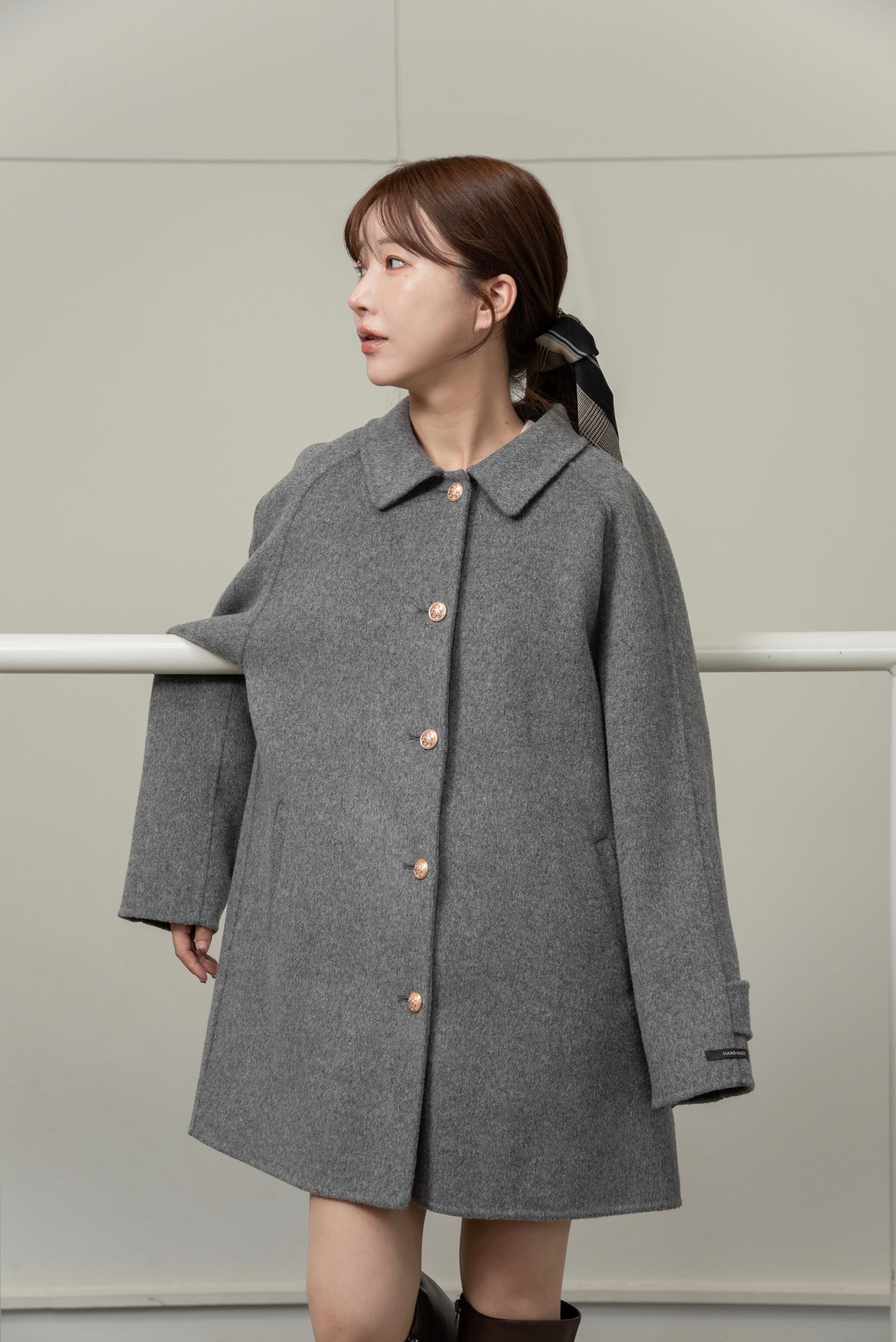 handmade college button wool coat