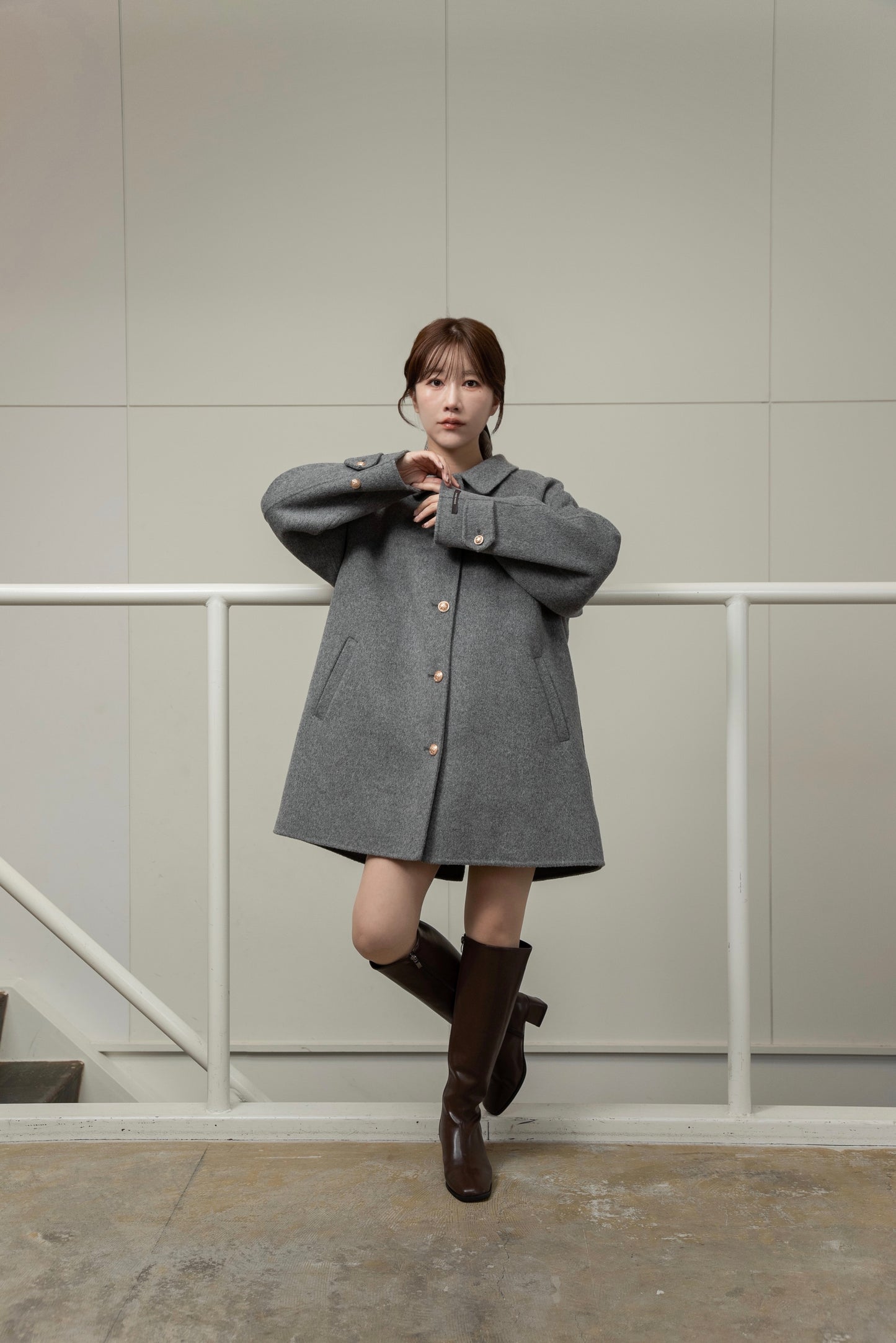 handmade college button wool coat