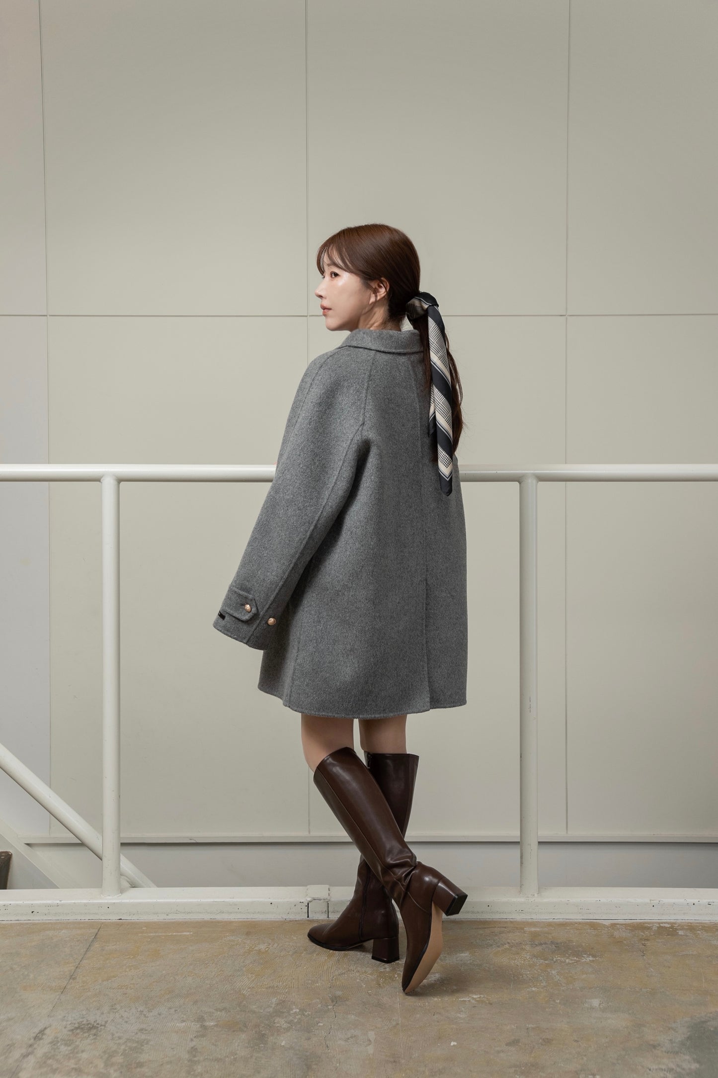 handmade college button wool coat
