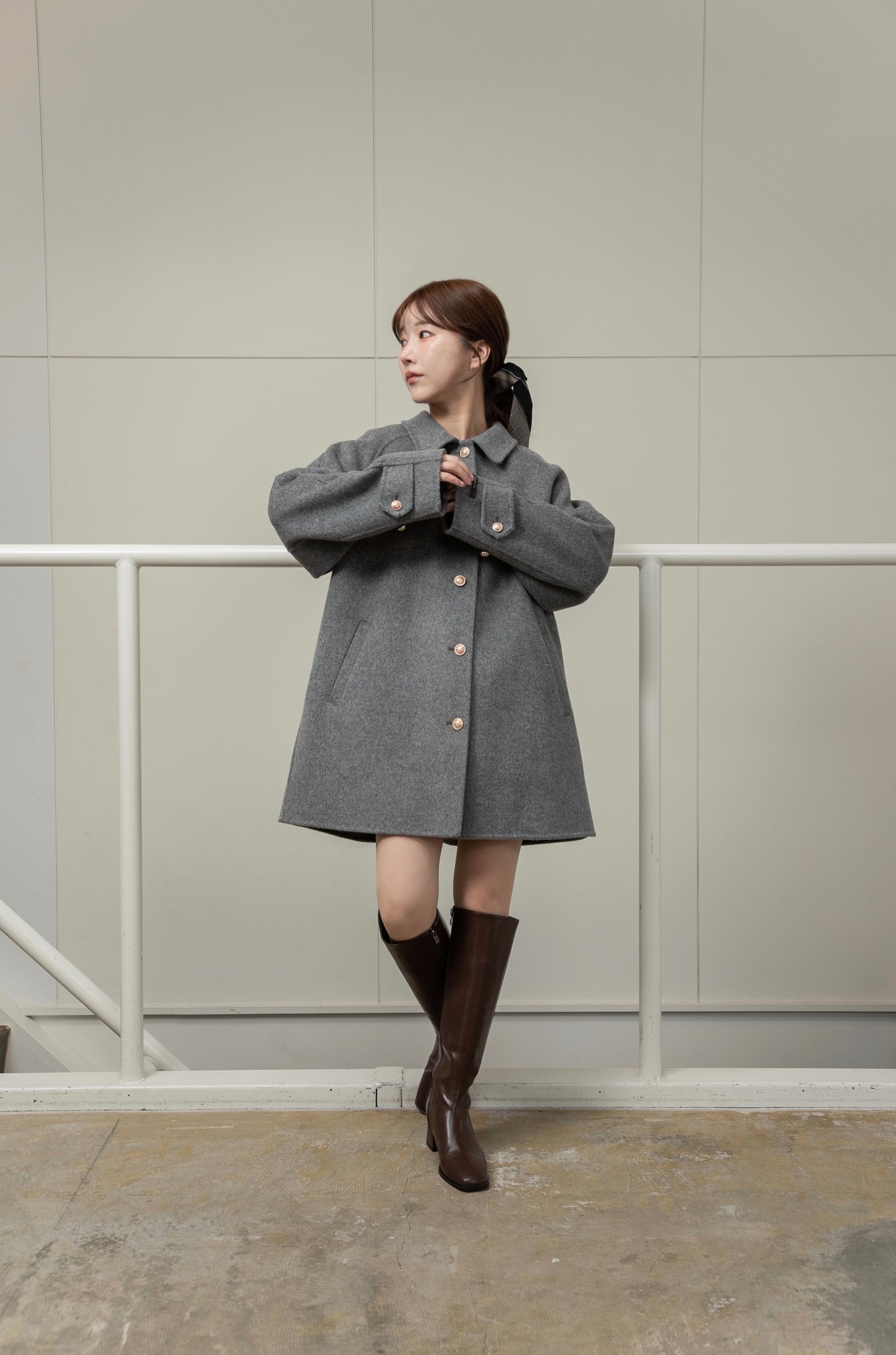 handmade college button wool coat