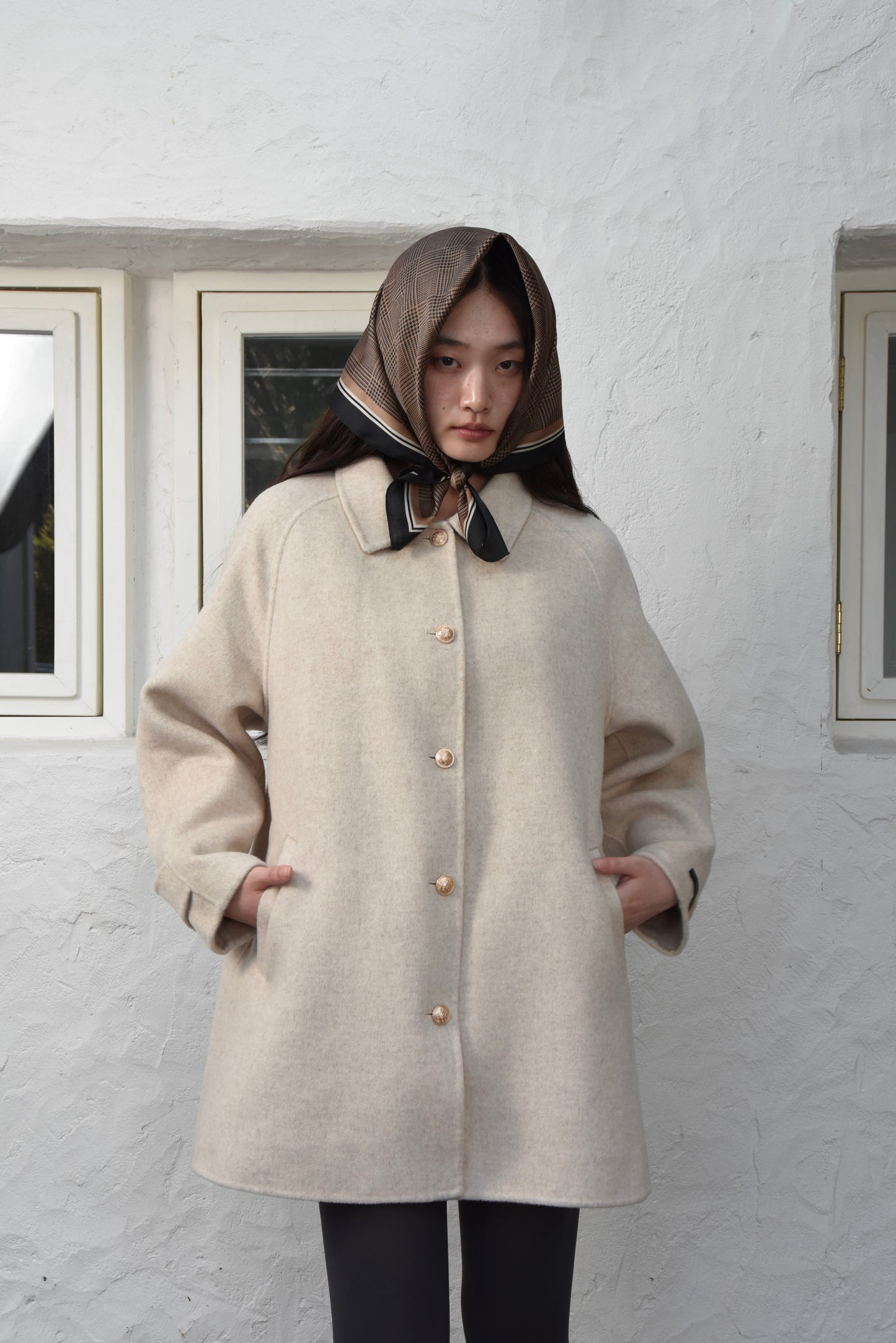 handmade college button wool coat