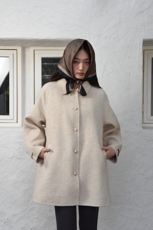 handmade college button wool coat