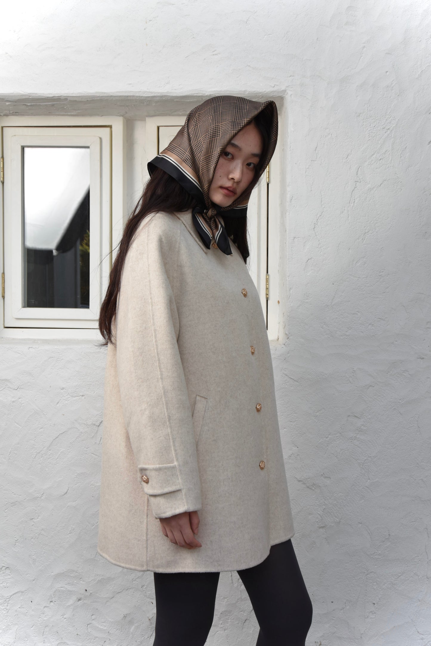 handmade college button wool coat