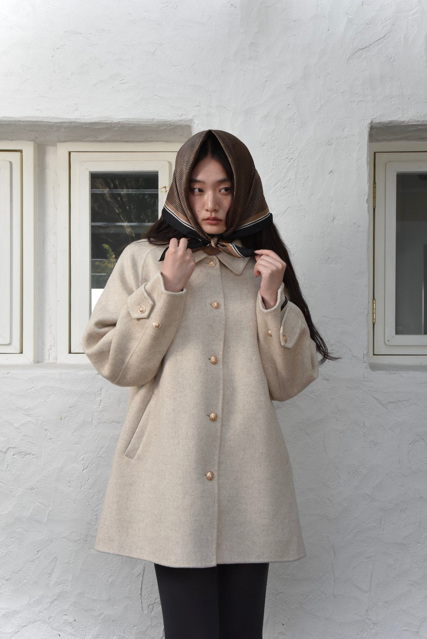 handmade college button wool coat