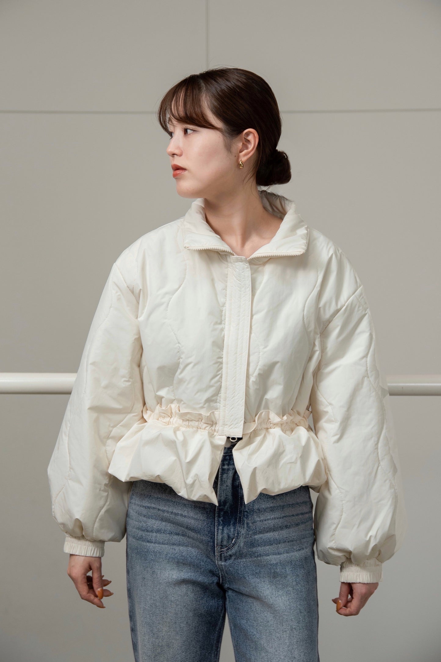 wave stitch balloon frill blouson