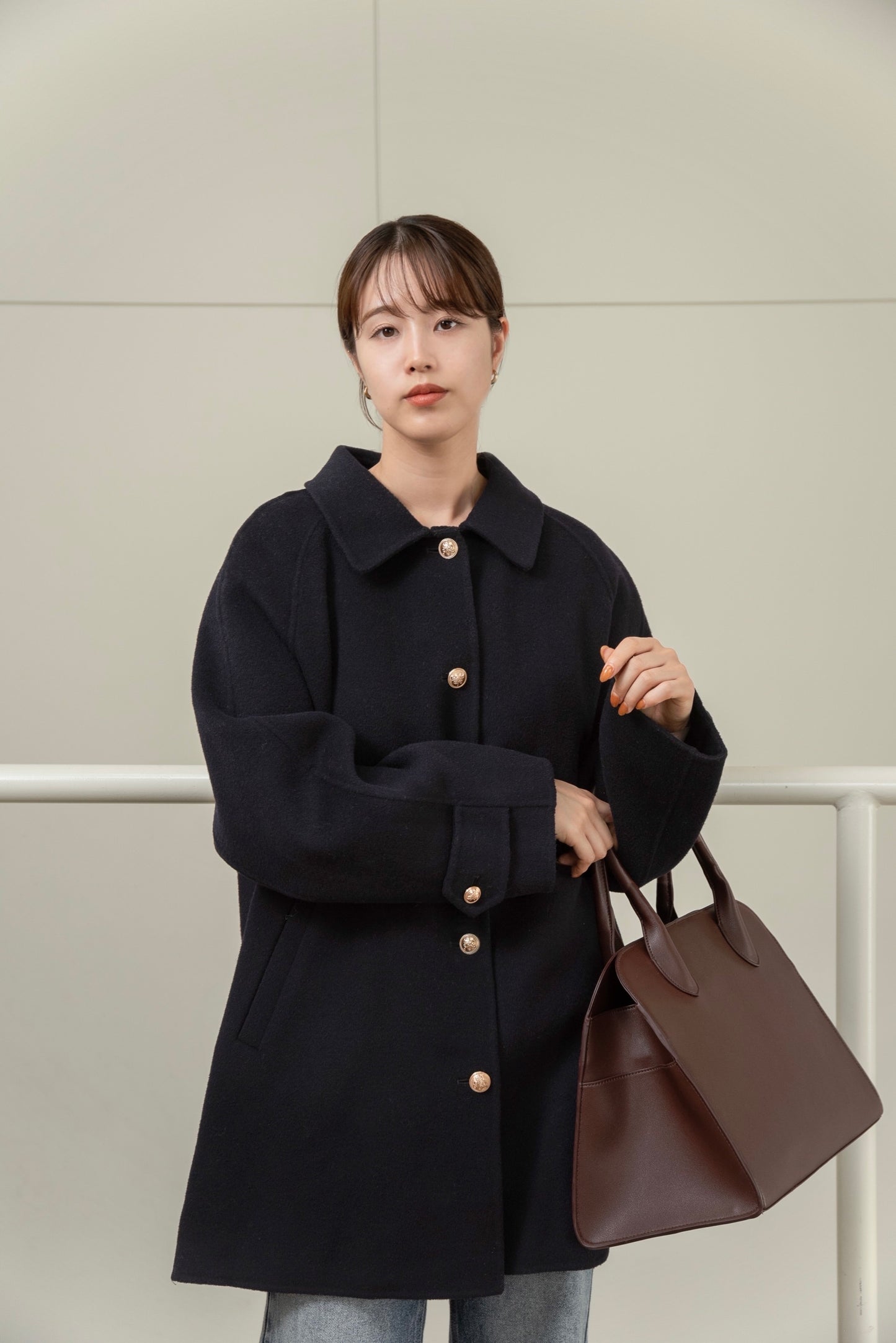 handmade college button wool coat