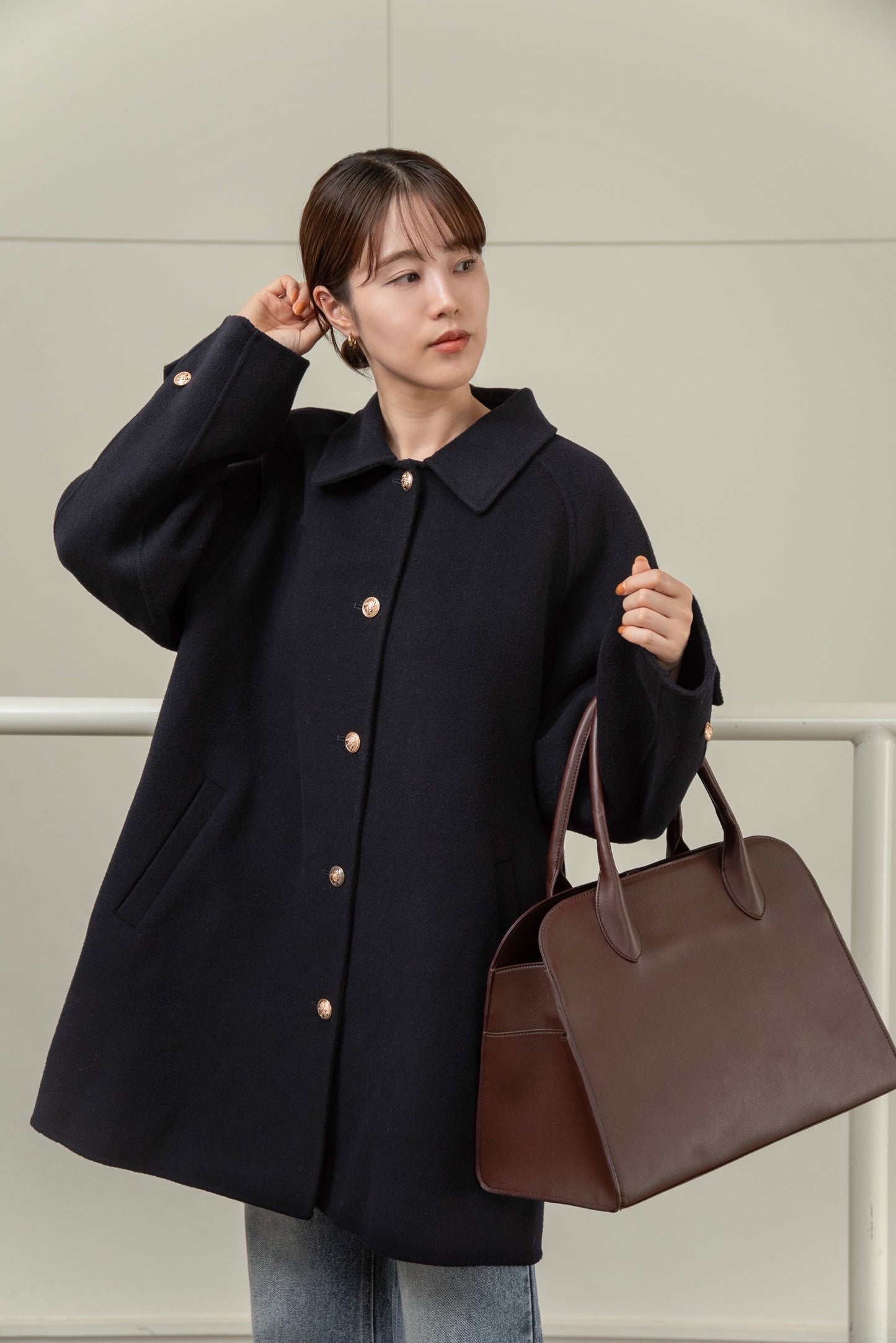 handmade college button wool coat