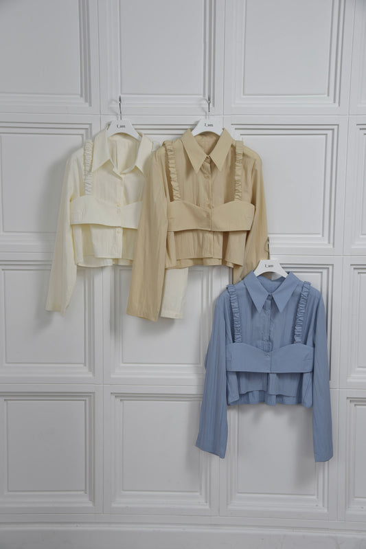 bustier layered short shirt set