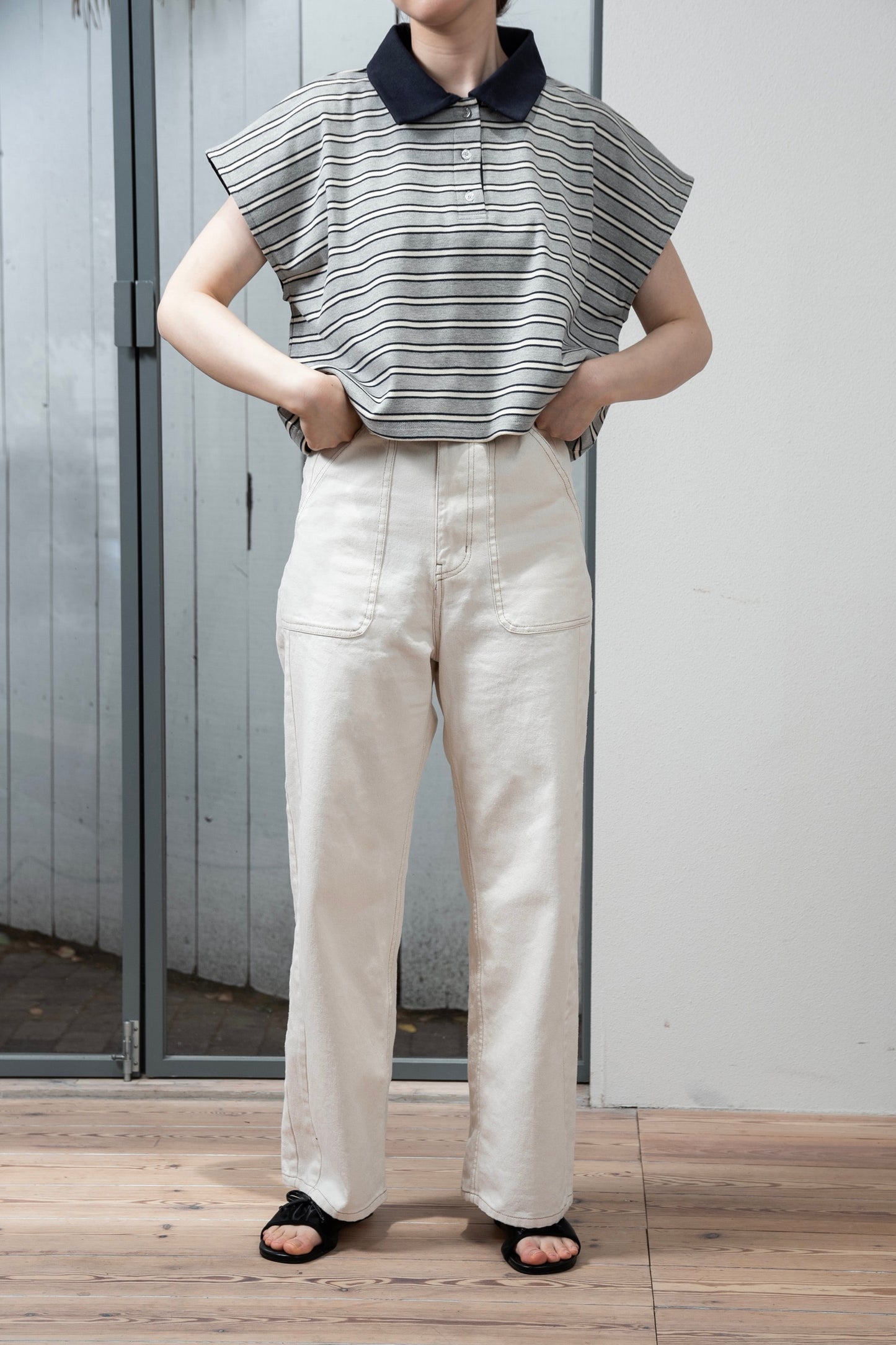 french sleeve multi border tops