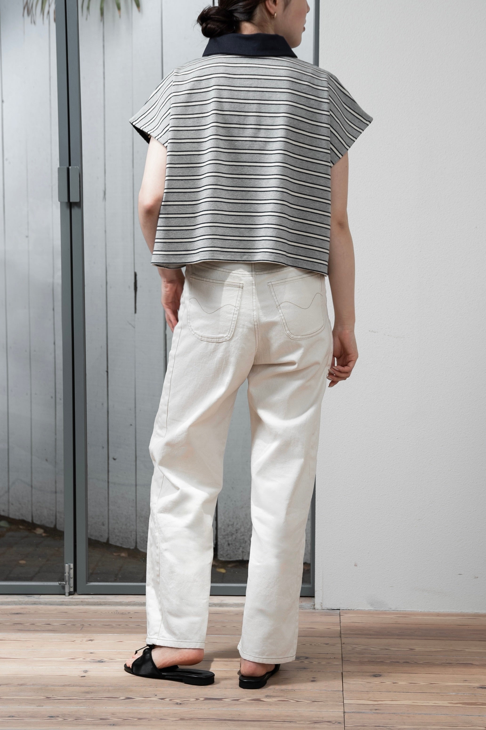 ブラウス シャツ french sleeve multi border tops / フレンチスリーブマルチボーダートップス レディース french sleeve multi border tops / フレンチスリーブマルチ