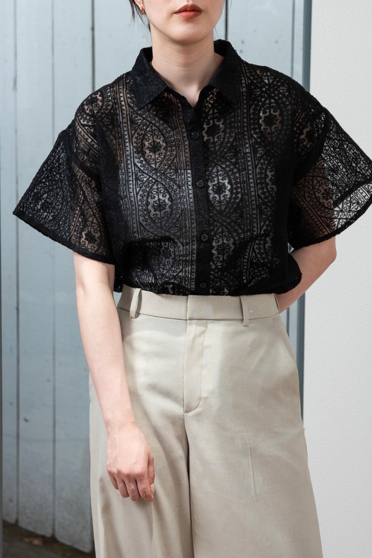 lace sheer shirt
