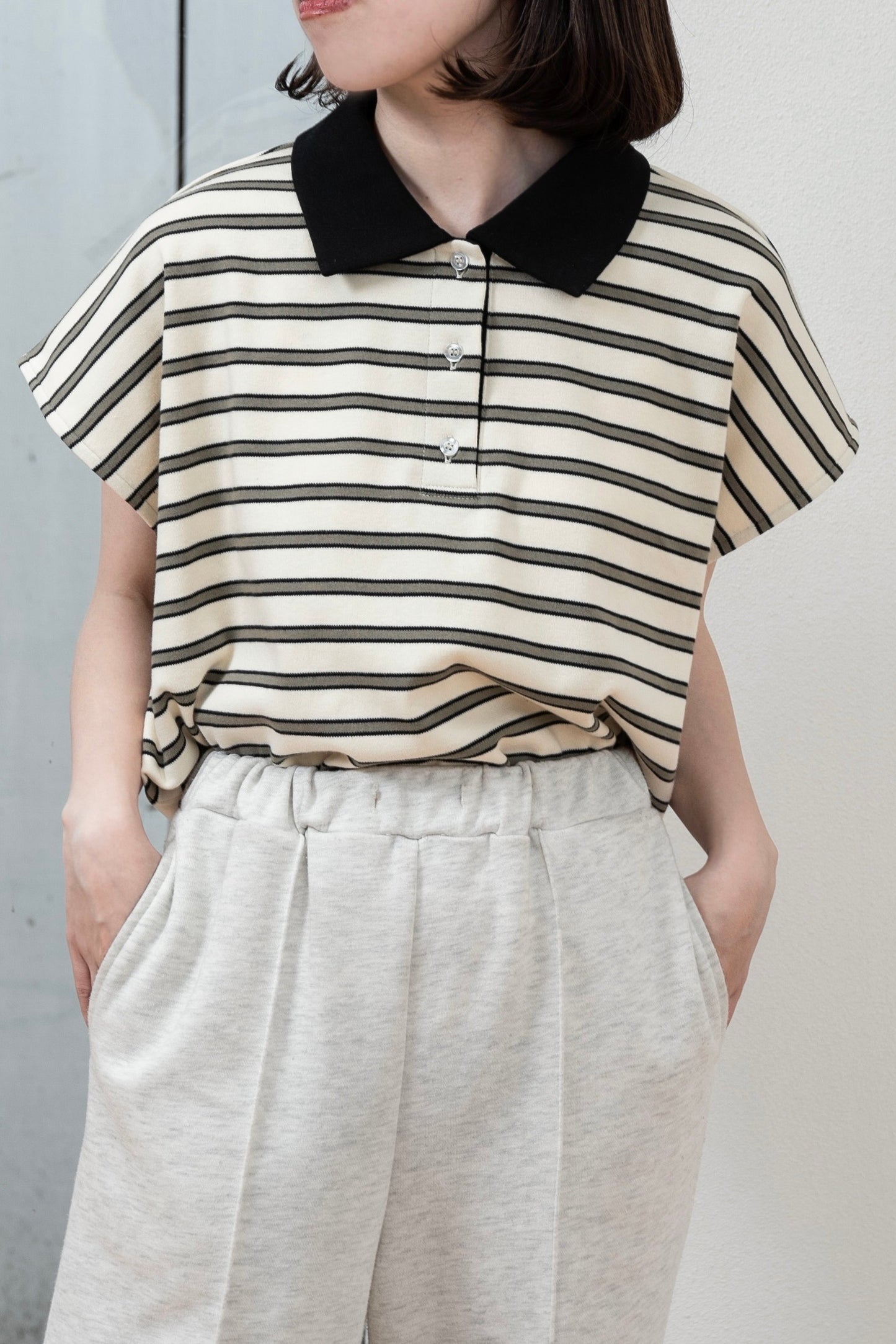 french sleeve multi border tops