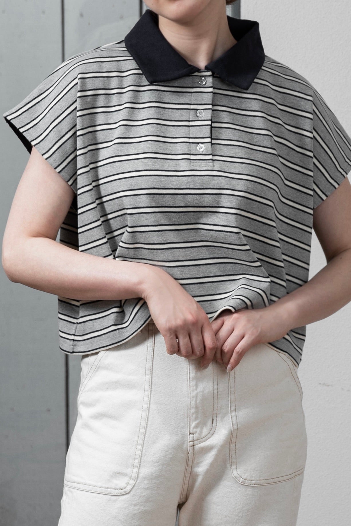 french sleeve multi border tops