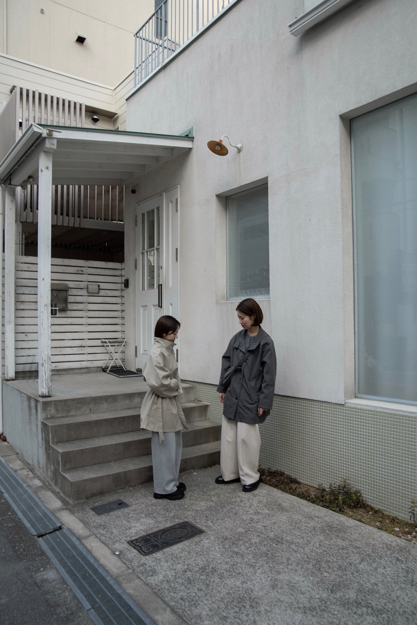 bag set sleeve stripe trench coat