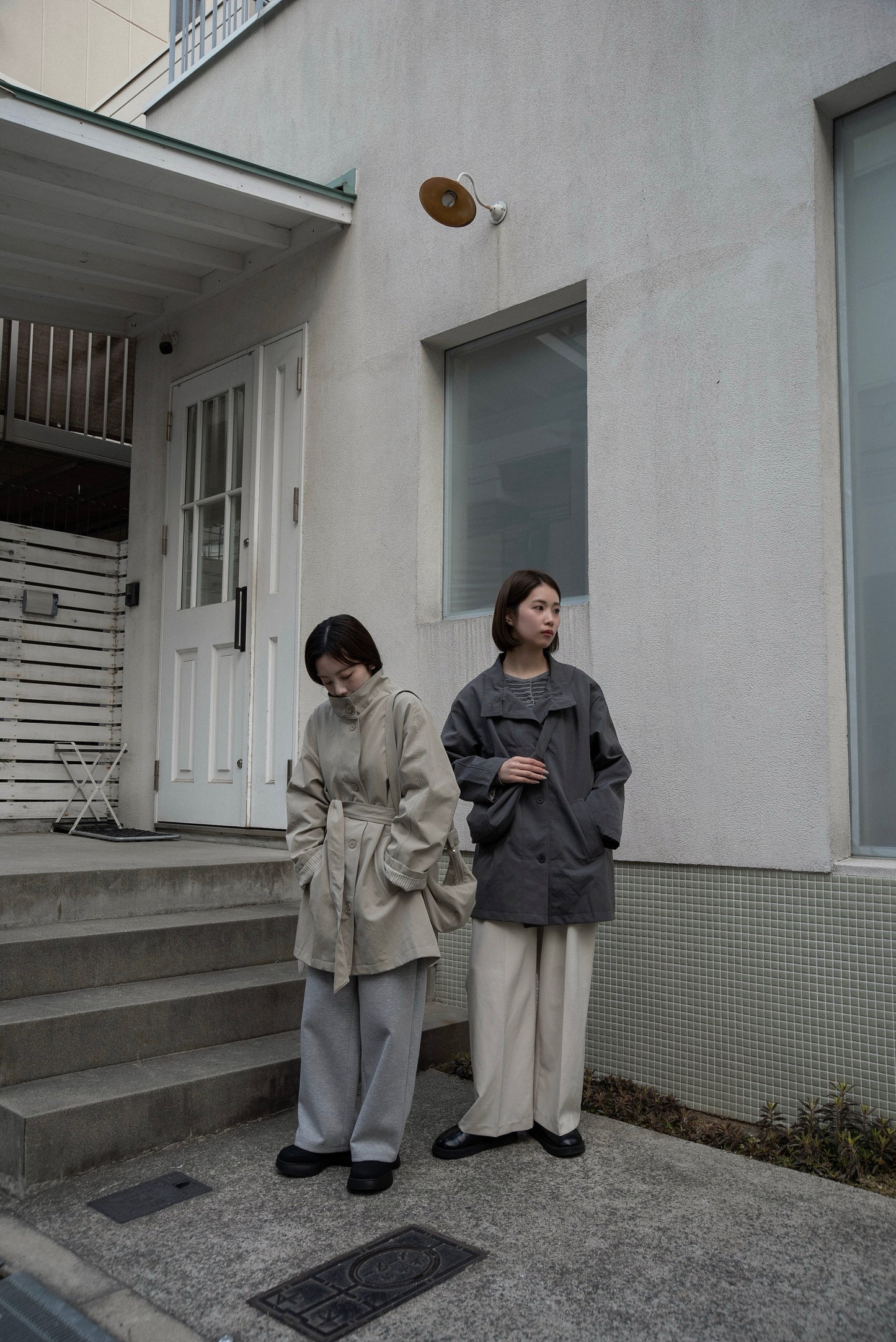 bag set sleeve stripe trench coat