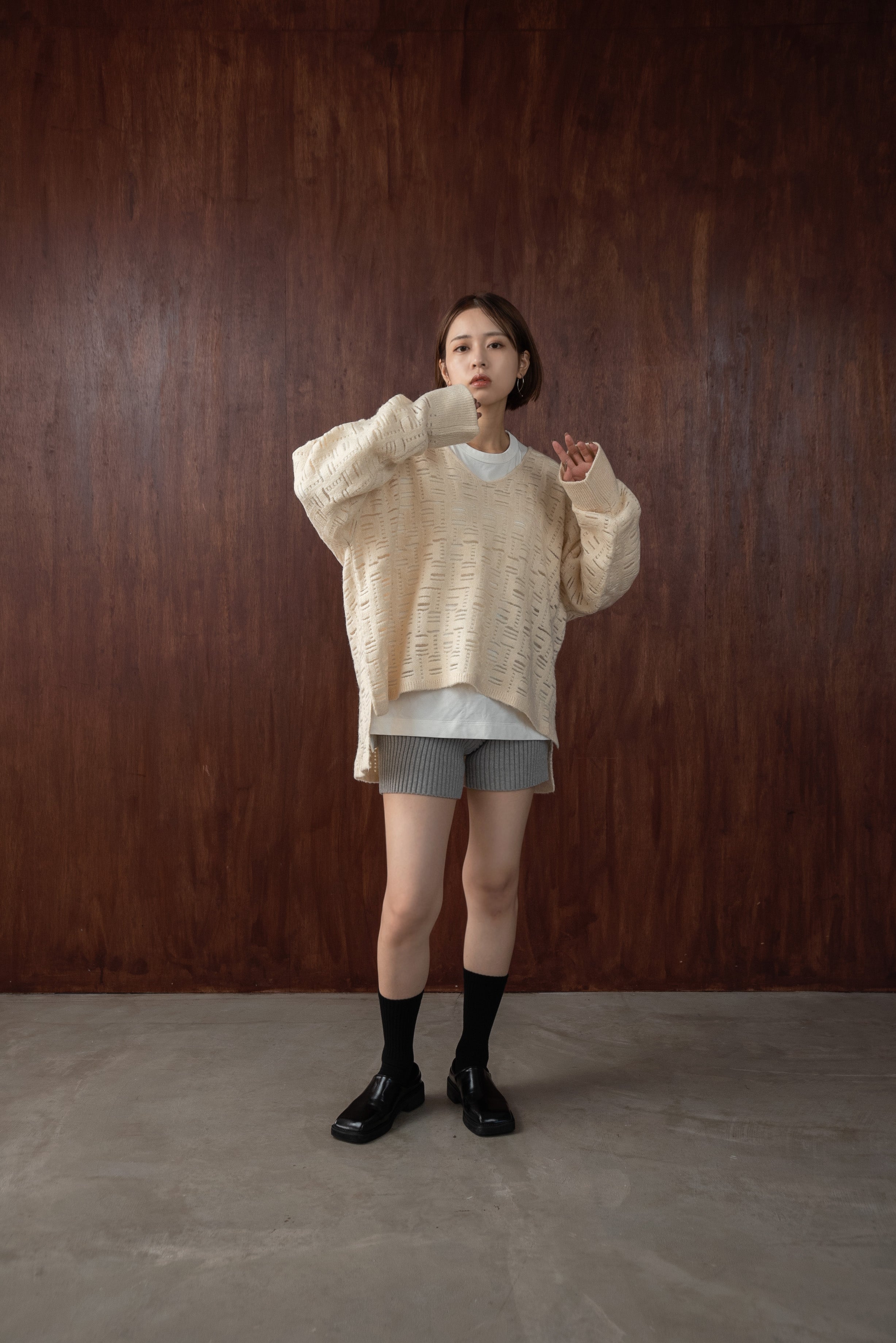 block pattern v over knit – eim online（エイム オンライン）