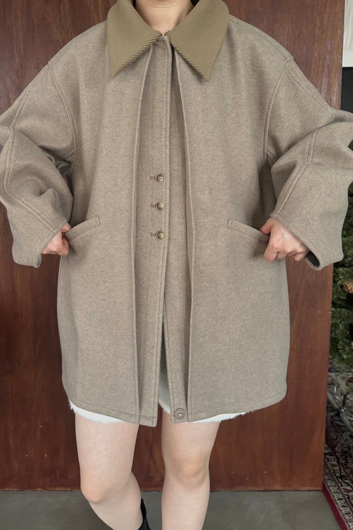 2way neck front double point coat