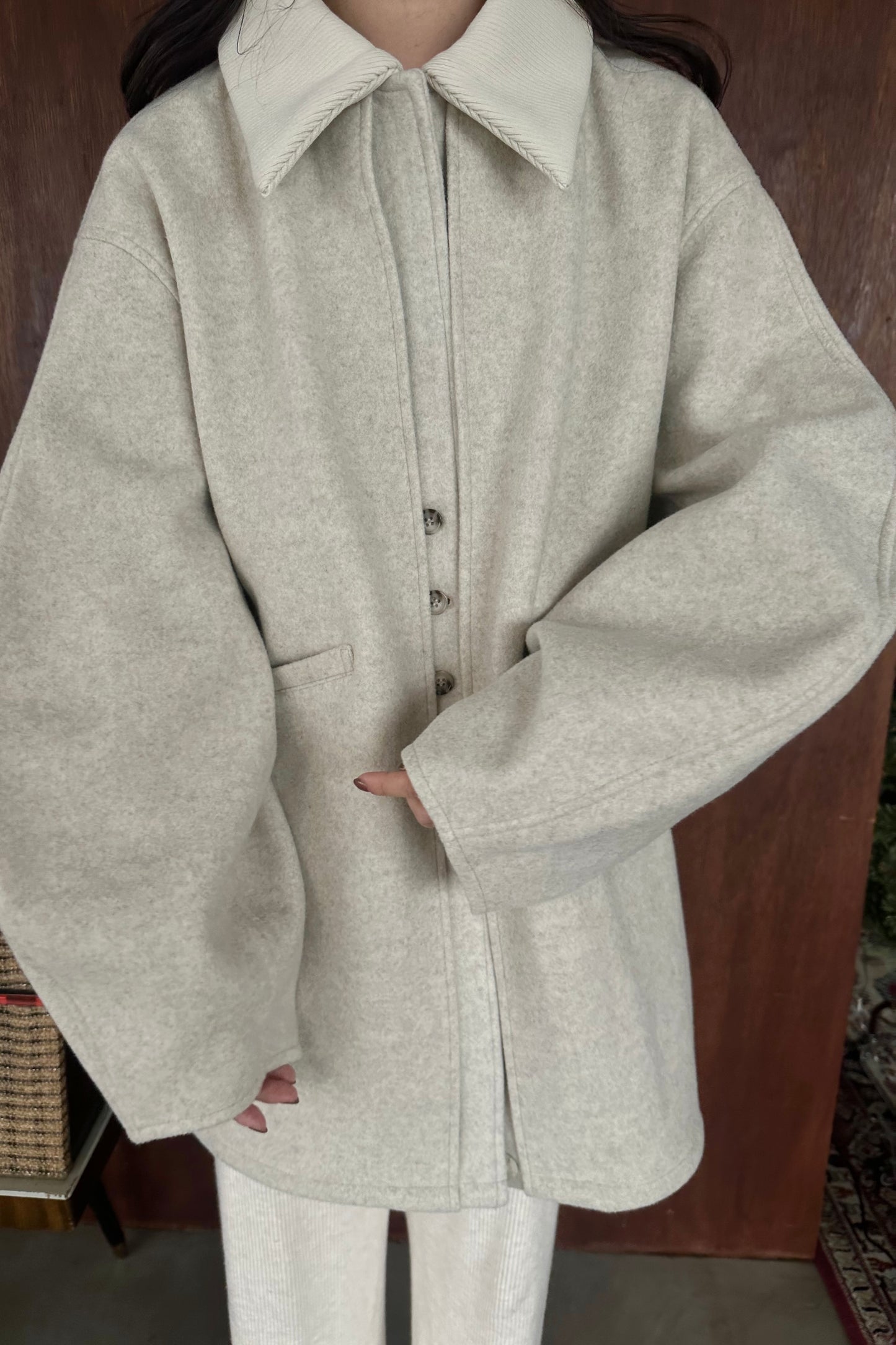 2way neck front double point coat