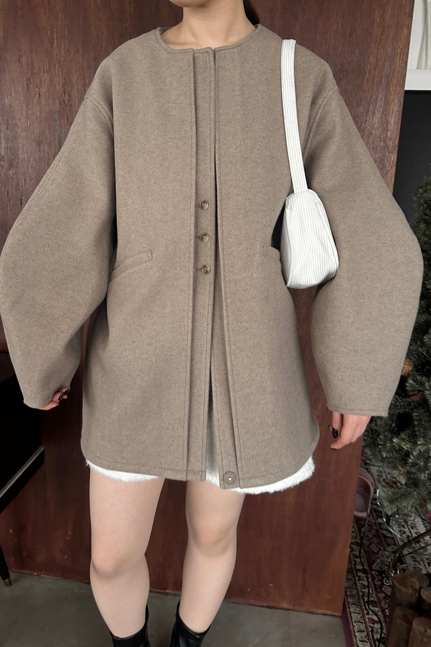 2way neck front double point coat