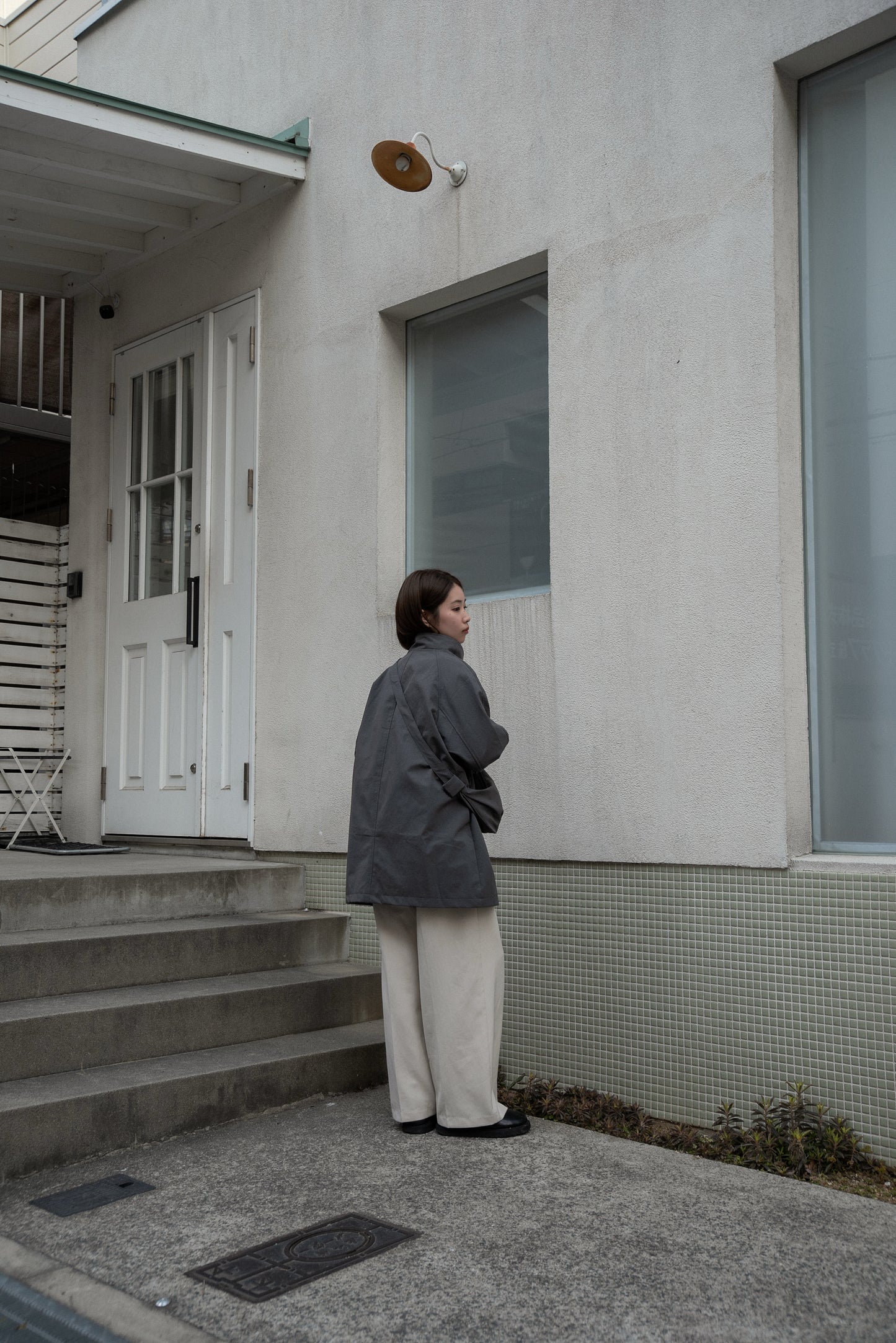 bag set sleeve stripe trench coat