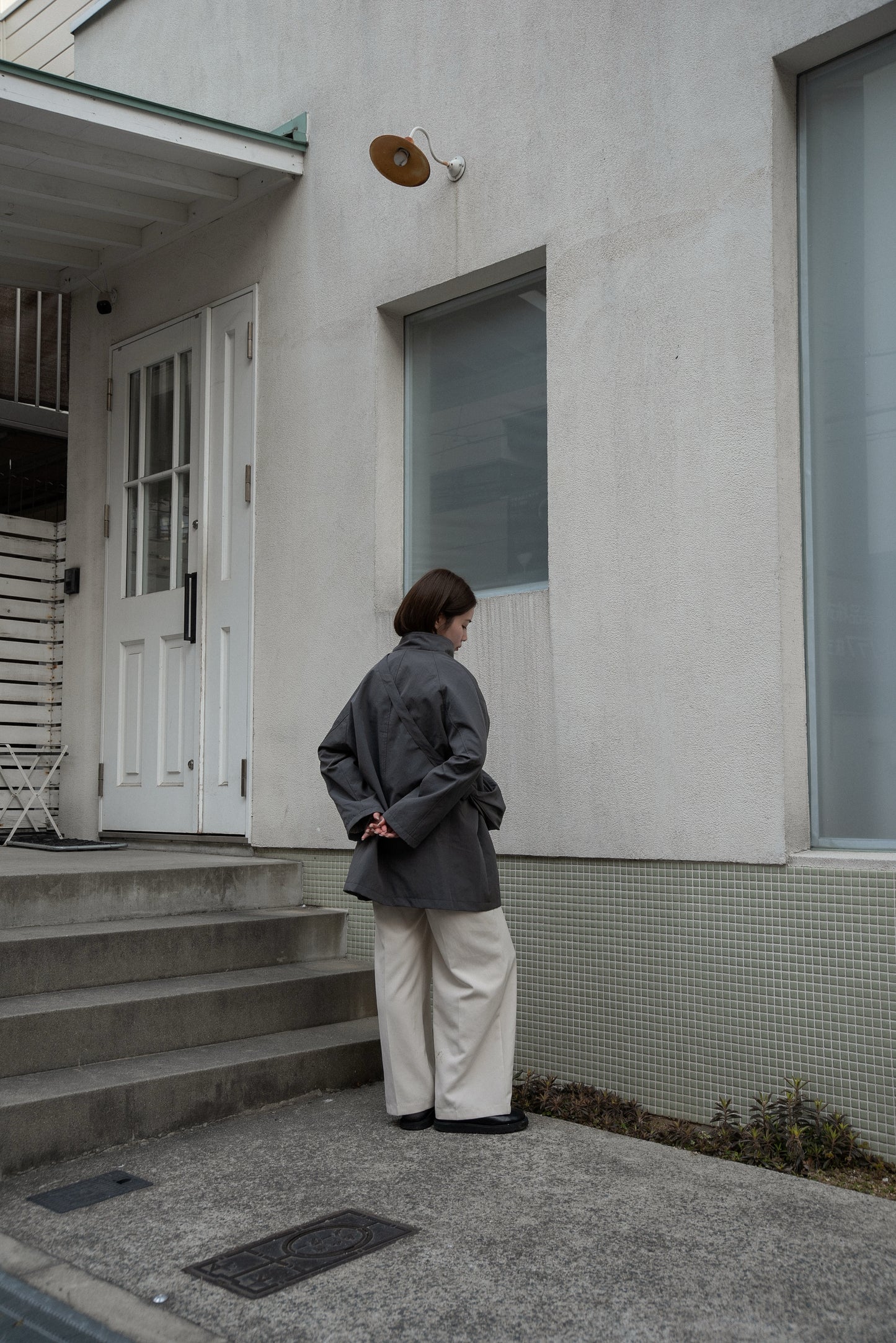 bag set sleeve stripe trench coat